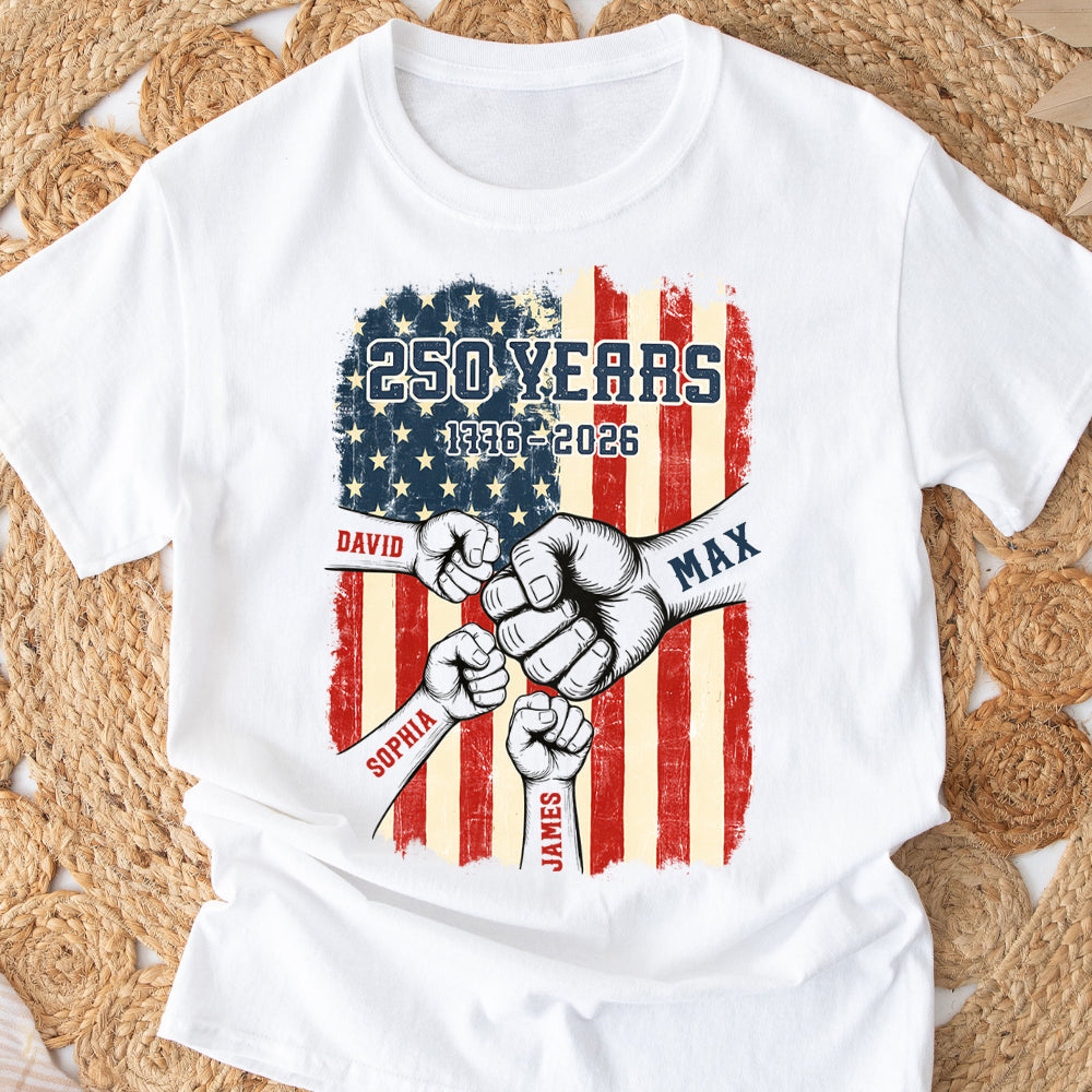Custom Name 250th Anniversary 1776¨C2026 American Flag White T-Shirt, Patriotic USA Shirt TH10 169209