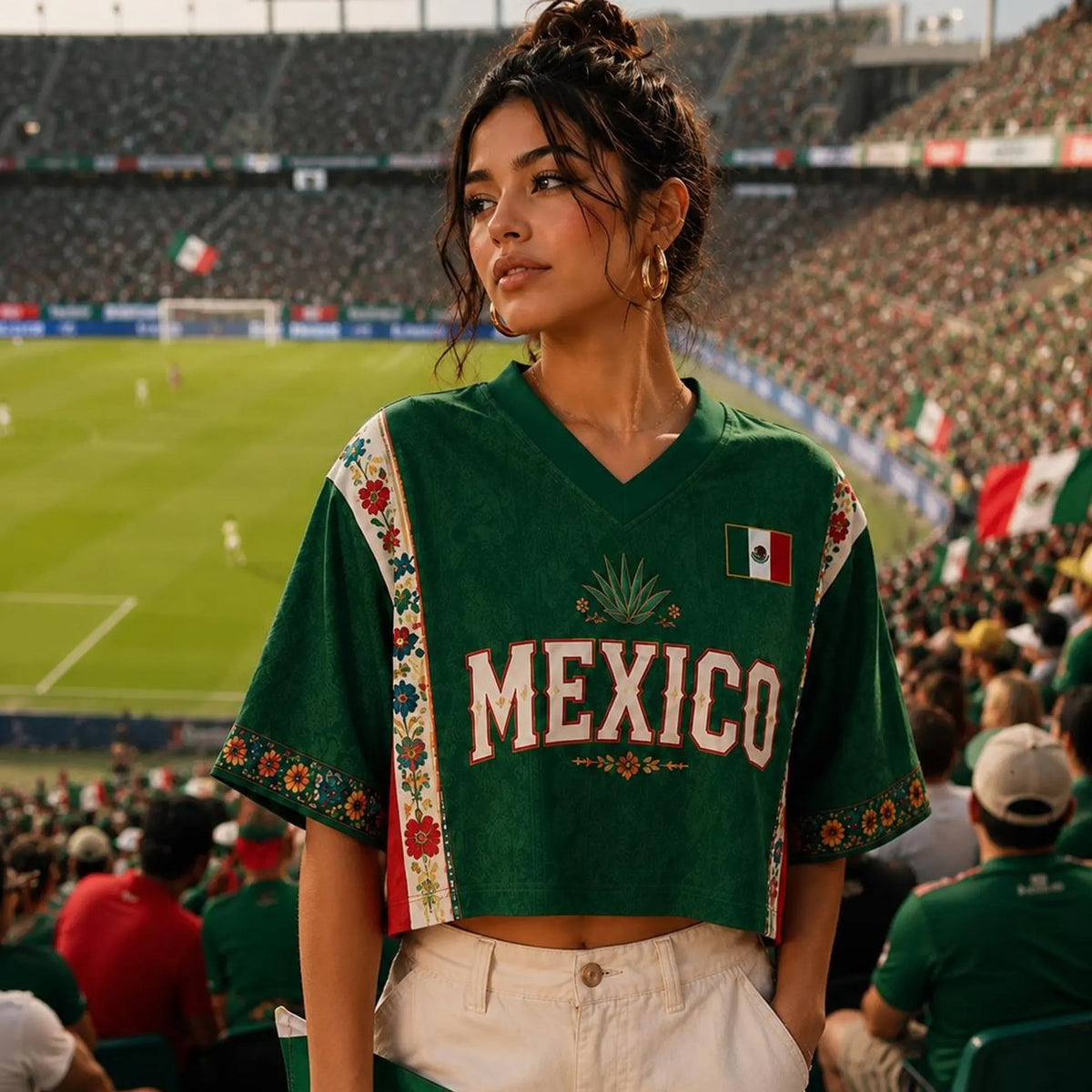 Personalized Mexico Soccer Crop Top Jersey, Mexico Jersey Crop Tee, Game Day Shirt HO82 903002