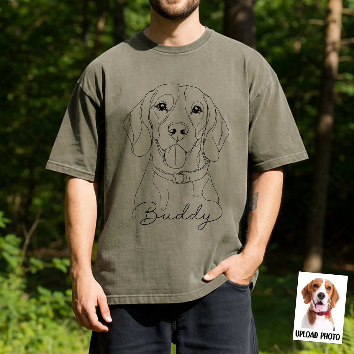 Custom Dog Cat Photo Portrait Line Art Shirt - Personalized Pet Lover Gift CH07 911366