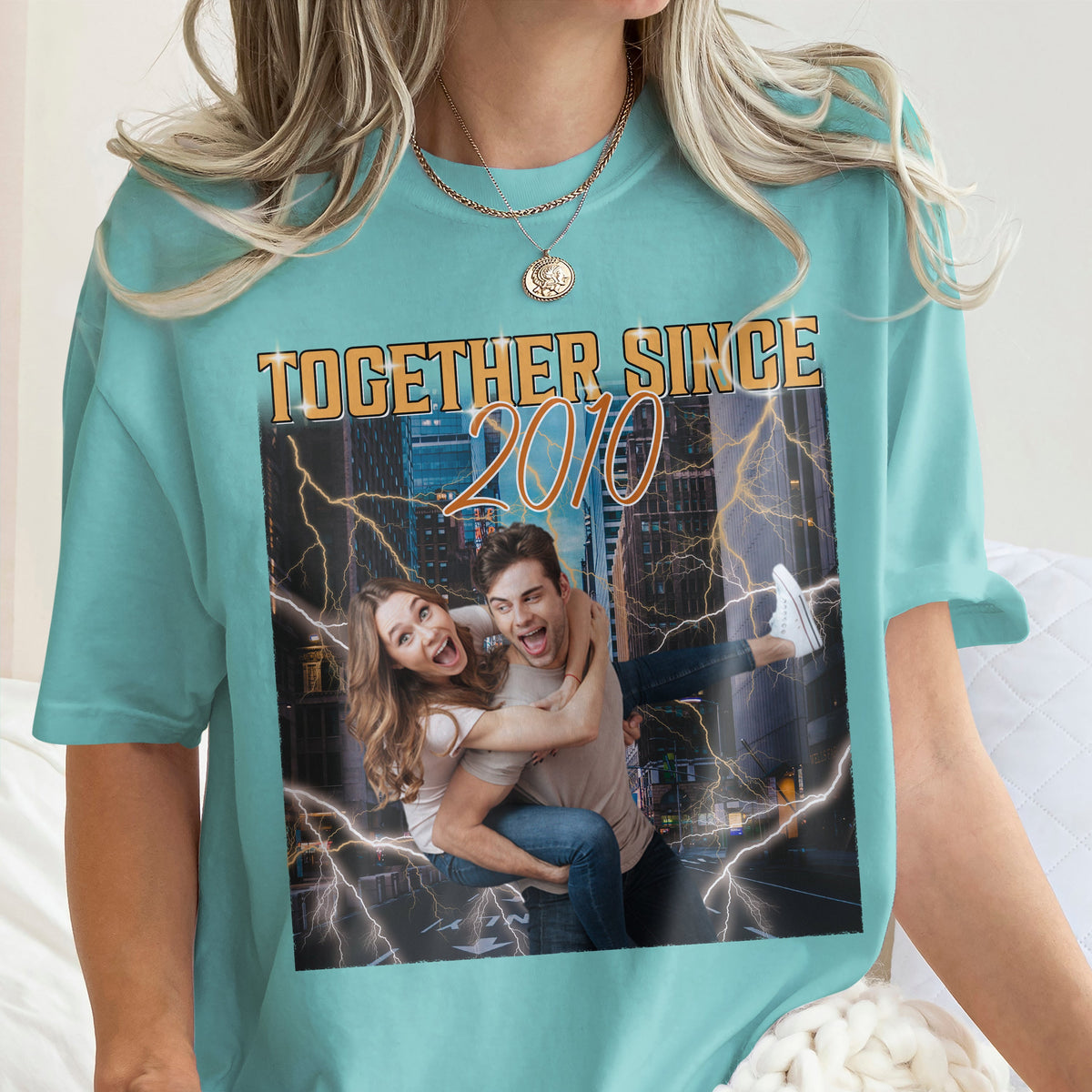Custom Portrait Photo Together Since Vintage Style Couple Comfort Shirt HO82 894900