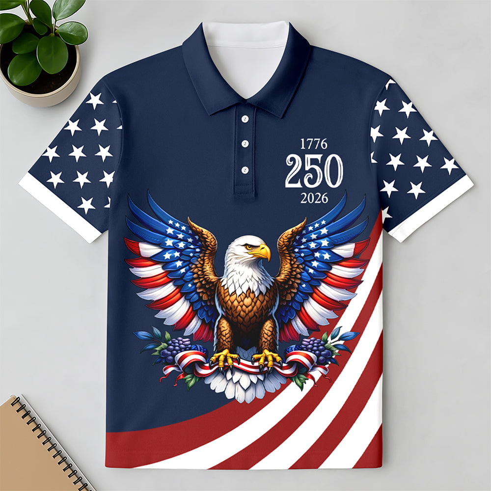 Custom Name American Pride Patriotic 250th Anniversary Eagle Polo Shirt HA75 921150