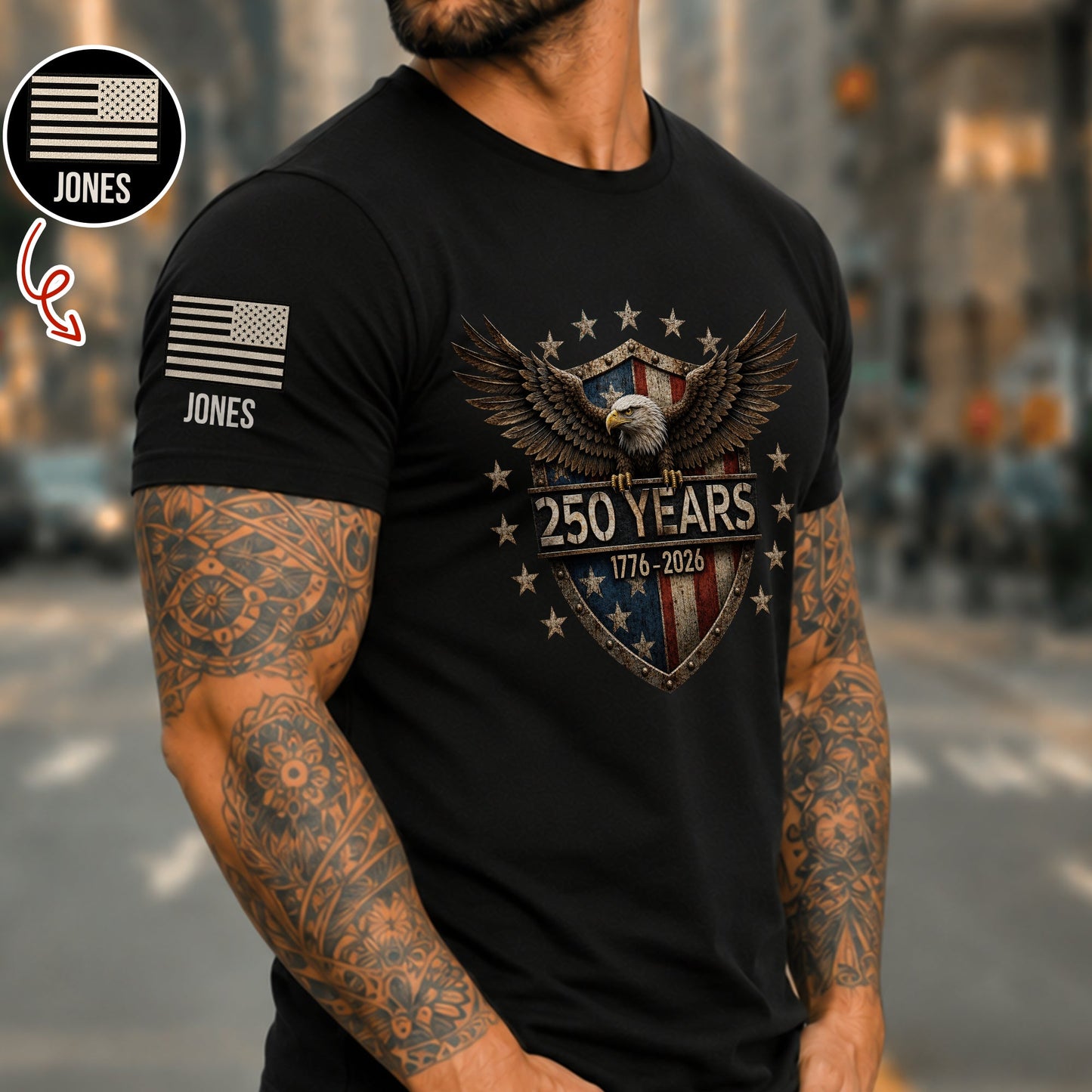 USA 250th Anniversary Eagle 250 Years 1776-2026 Short Sleeve Print Shirt LM32 669351