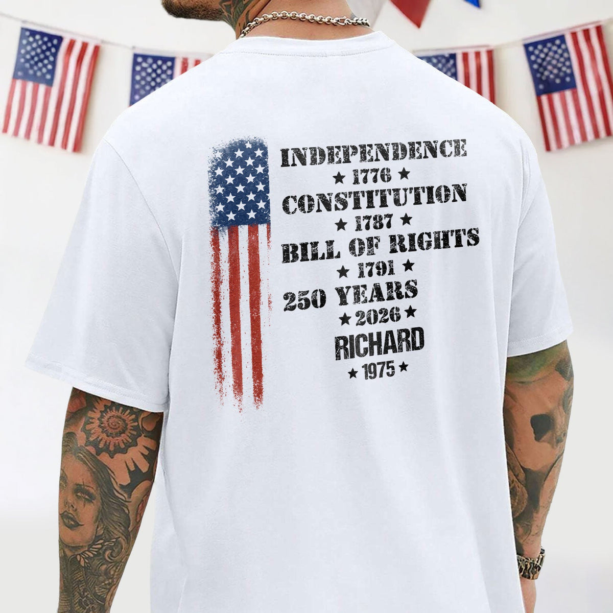 Personalized 250 Years Of America Back Shirt ¨C Independence 1776 Constitution 1787 Bill Of Rights Patriotic USA TH10 898929