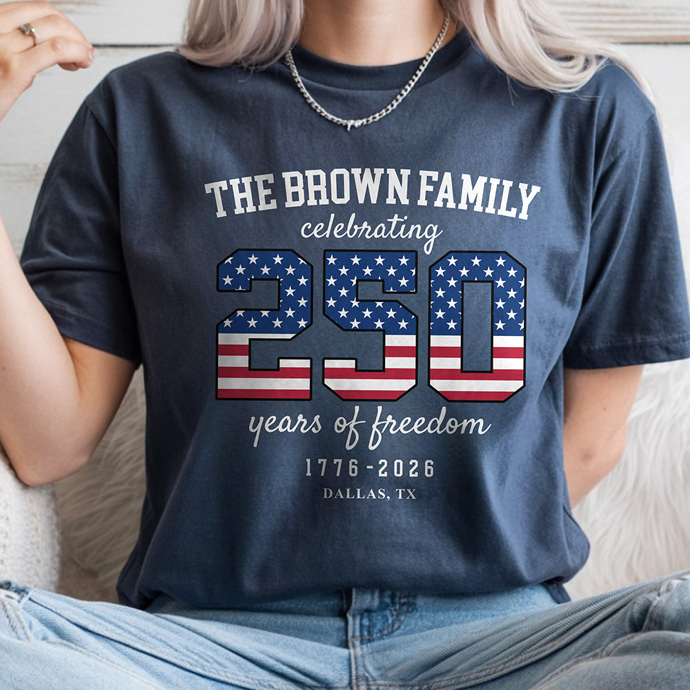 Custom Family Name Celebrating 250 Years Of Freedom 1776-2026 Comfort Shirt TH10 170241