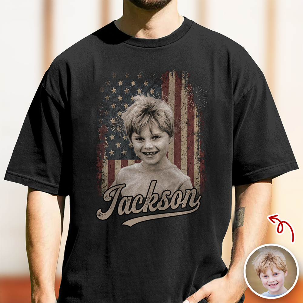 Custom Photo Kids Patriotic Vintage American Flag Comfort Shirt TH10 170245