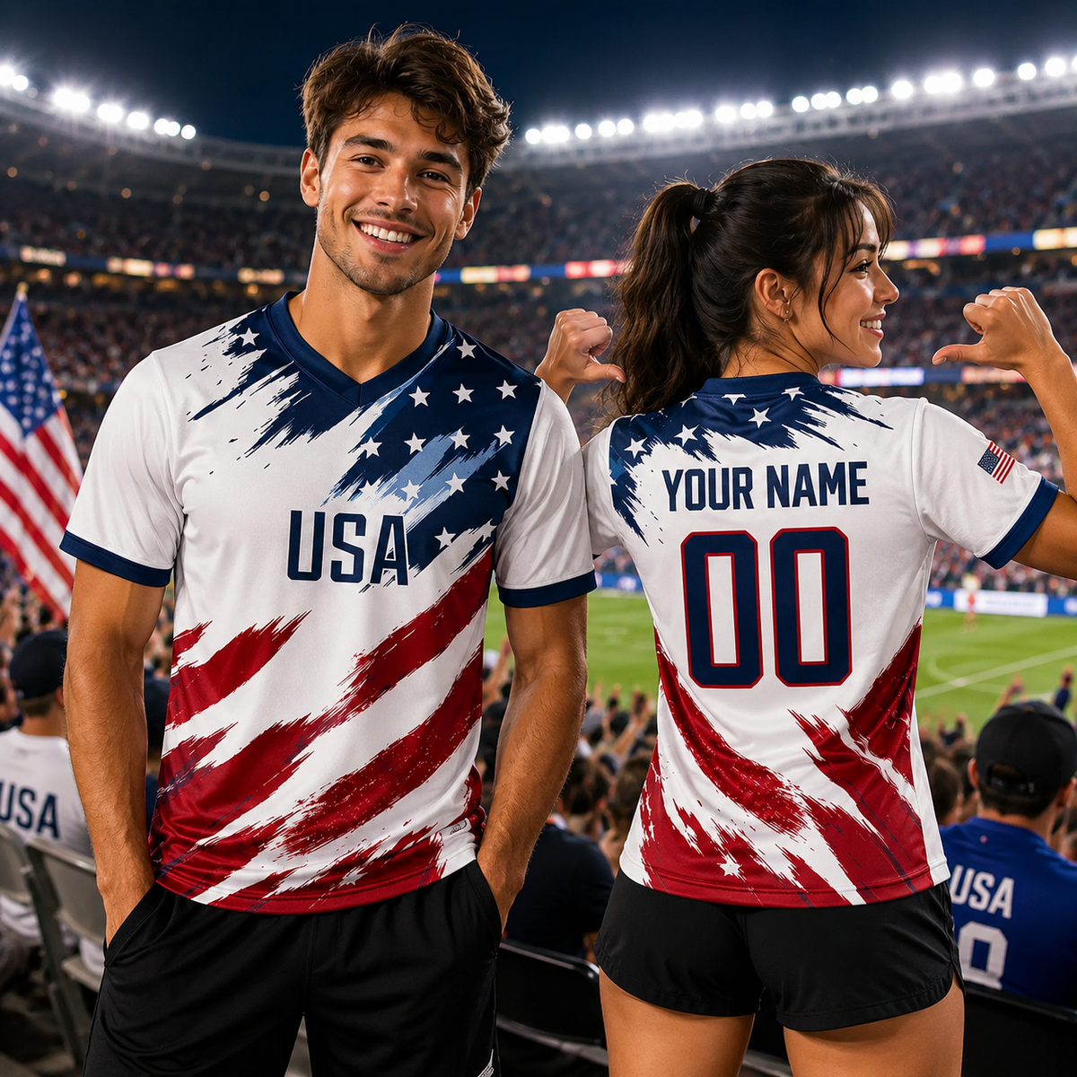 Custom Name & Number USA Soccer Jersey Shirt CH07 180088