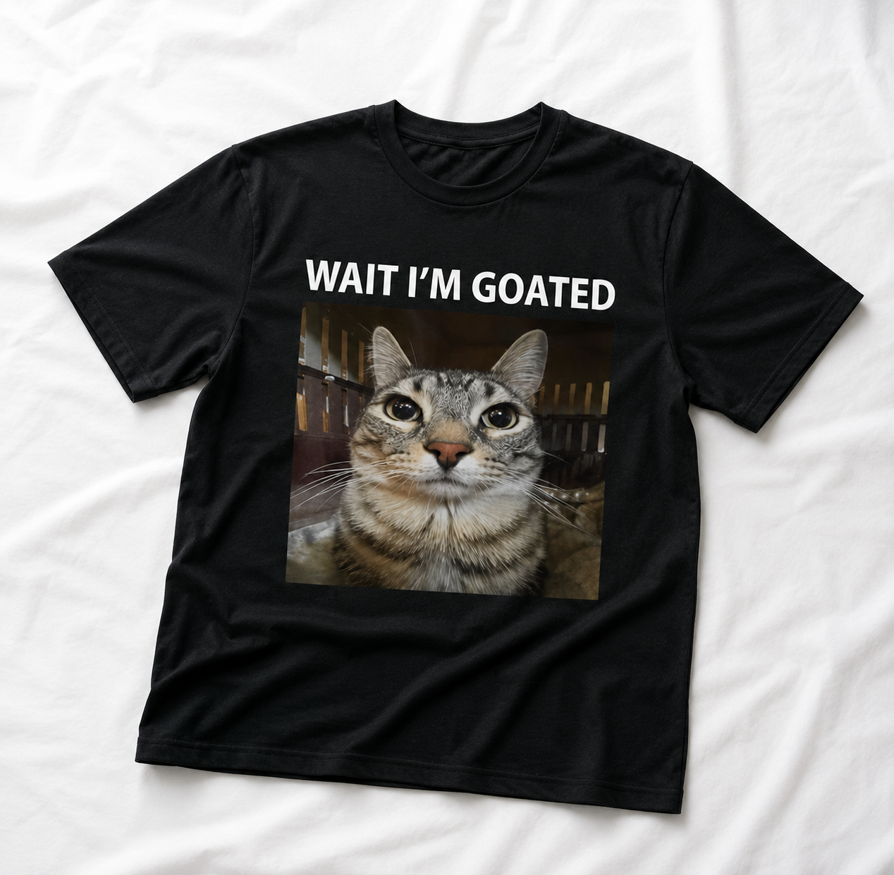 Wait I'm Goated Funny Cat Meme Dark Shirt CH07 911612