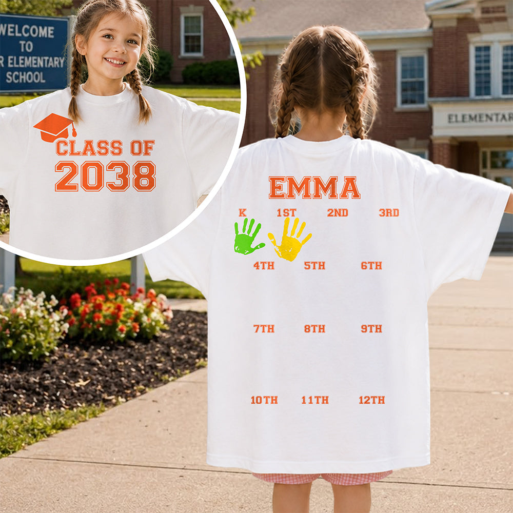 Personalized First Day of School Kids - Class Of Year Handprint Shirt, Grow with Me Graduation Bright Shirt HA75 921628