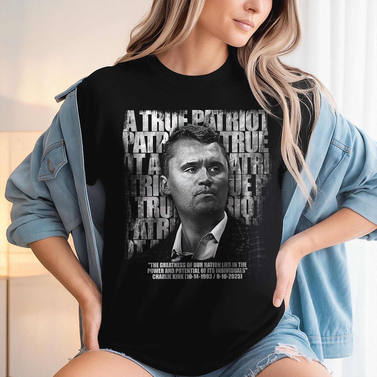 Charlie Kirk Memorial ¨C A True Patriot Tribute Remembrance Dark Shirt LM32 65525