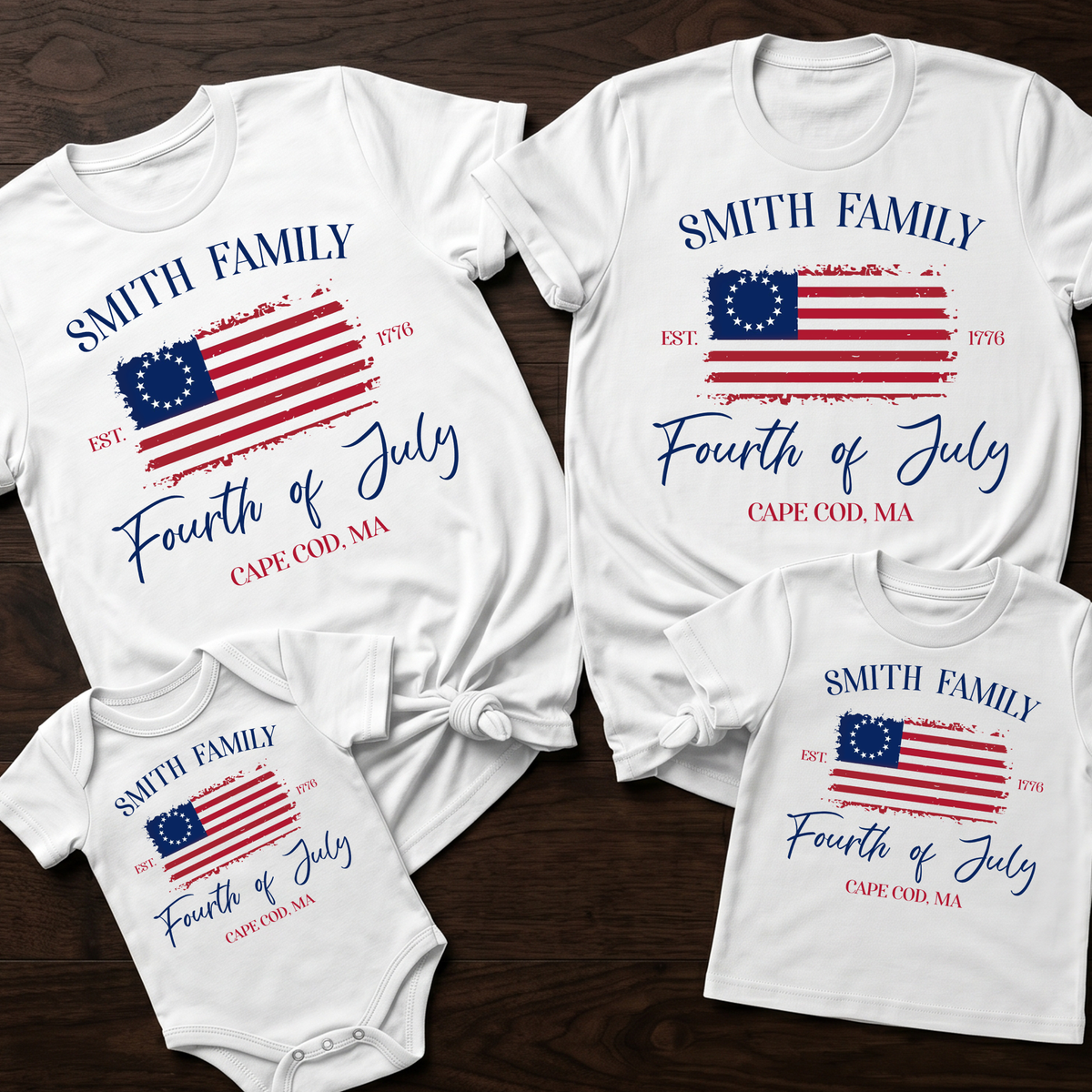Custom Family Name 4th of July American Flag Matching Shirt LM32 669049