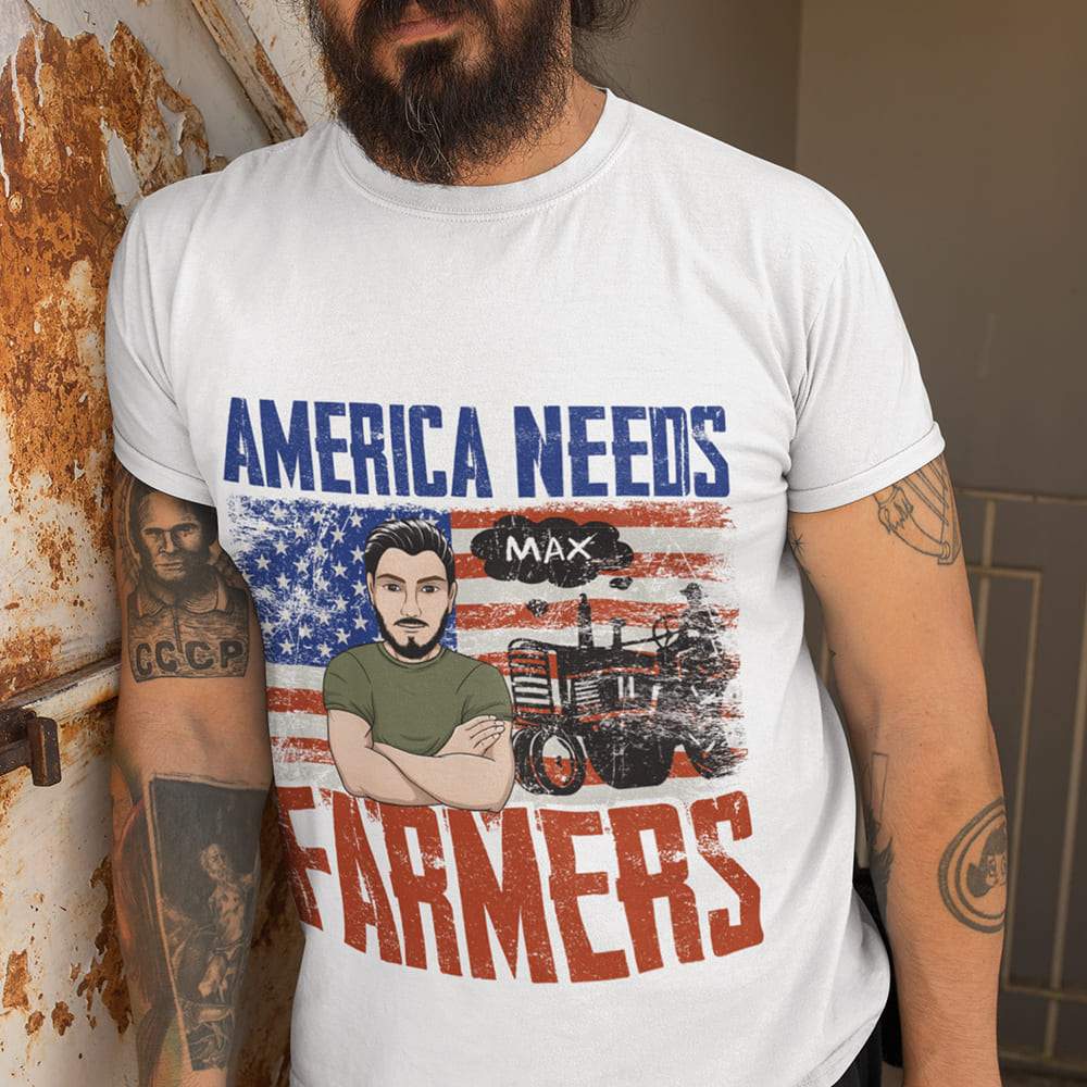 GeckoCustom America Need Farmer T-shirt, Farmer Gift, Custom Clipart HN590 Premium Tee / White / S