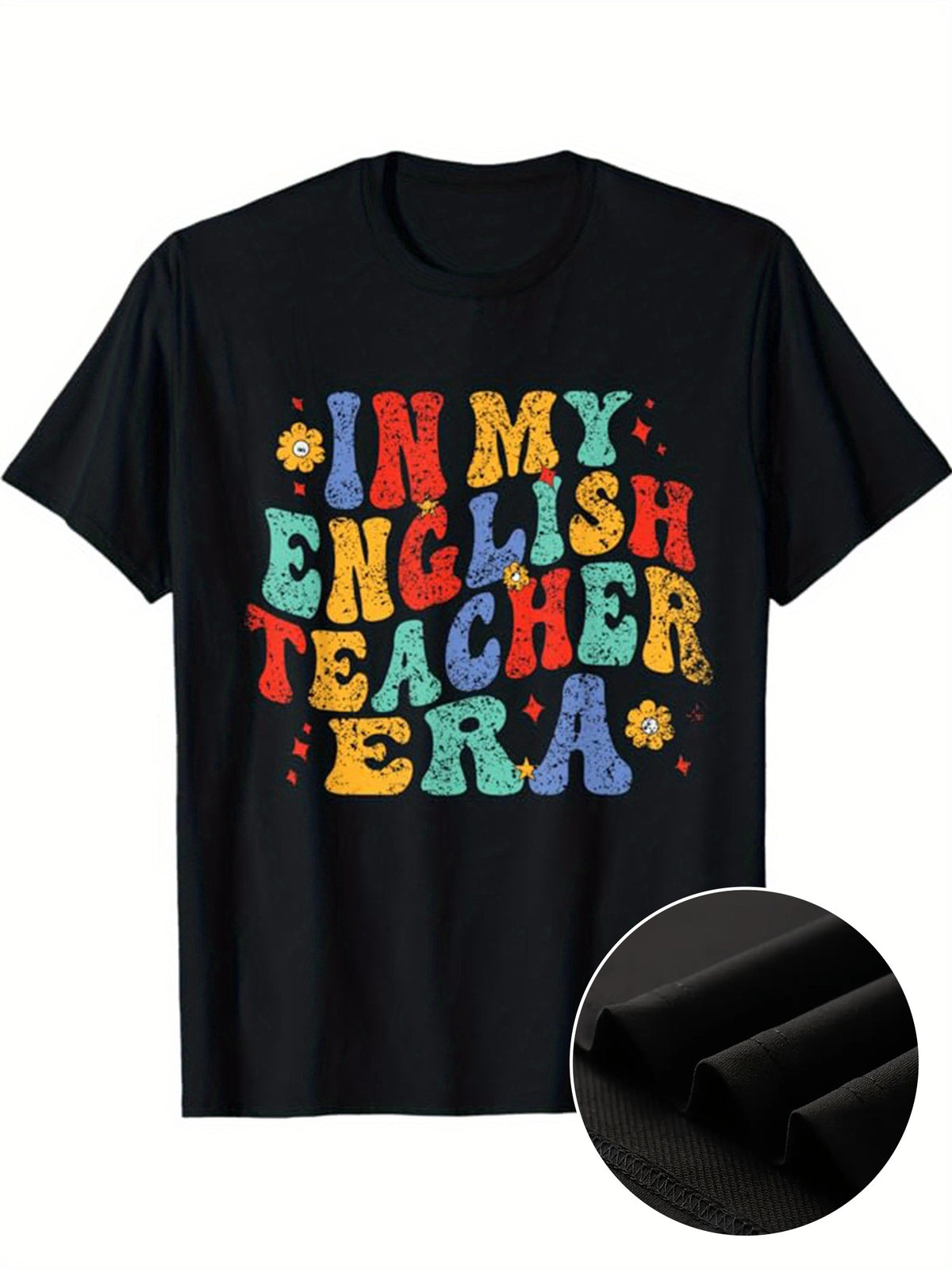 English Teacher Print, Men's Cotton T-shirt, Funny Graphic Tee Men's Outdoor Clothes, Men's Clothing, Back To School Casual Short Sleeve Crew Neck T-shirt