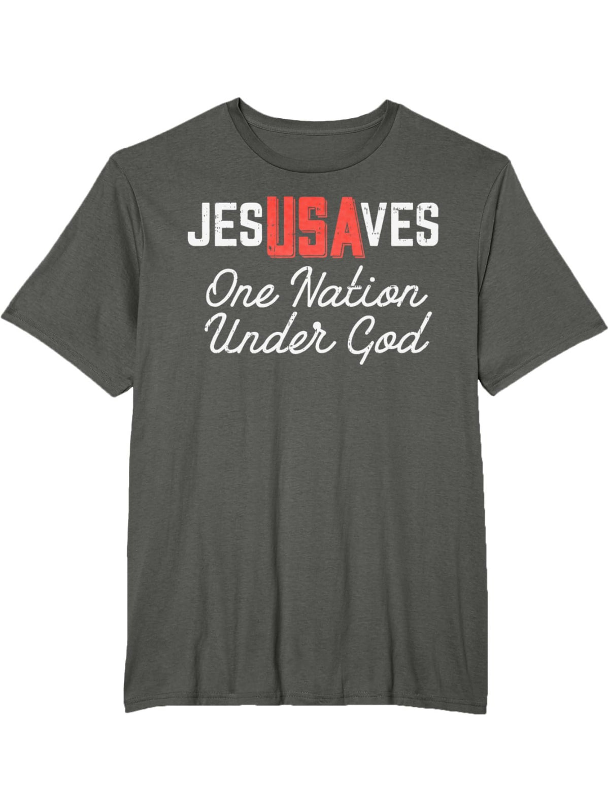 EWHJesus Saves USA One Nation Under God Jesus Christian Gift T-Shirt