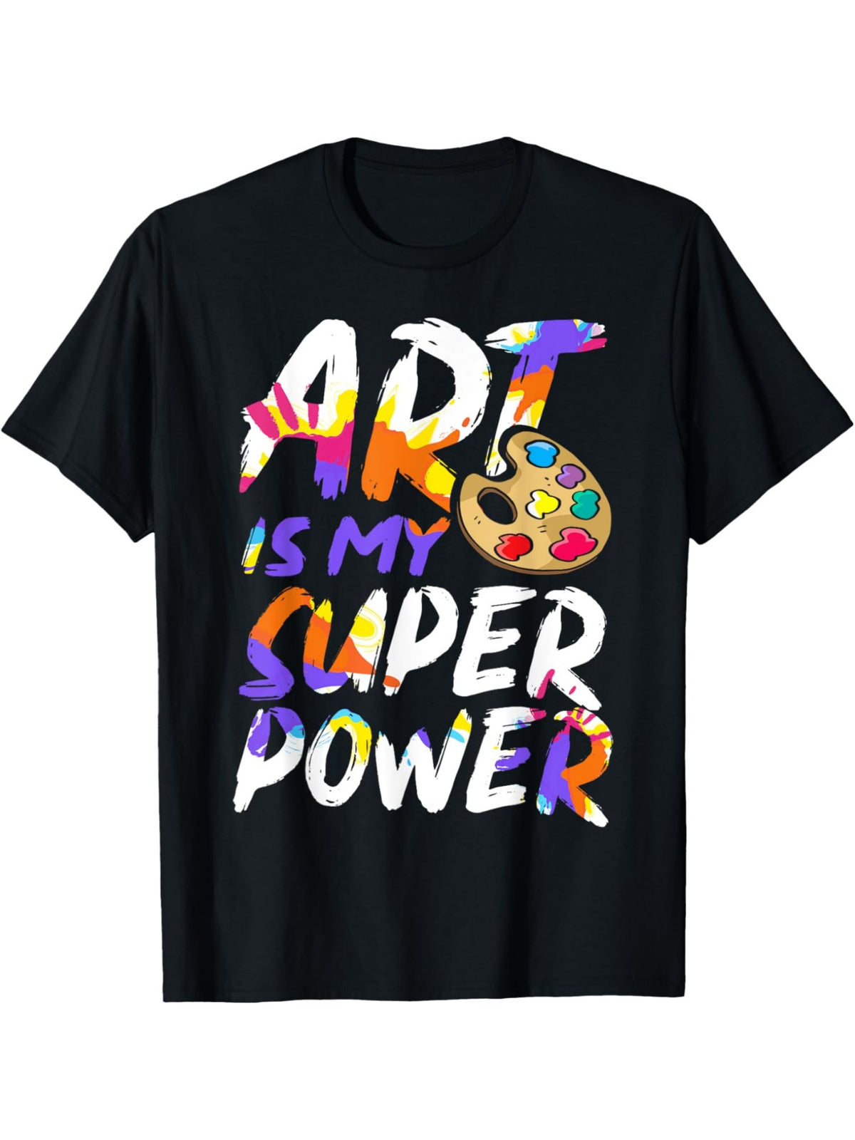 Men's "Art is My Super Power" Graphic Tee - Soft 100% Cotton, Casual & Comfortable Short-Sleeve T-Shirt with Colorful Artistic Print - Ideal for Casual Attire & Creative Gifts