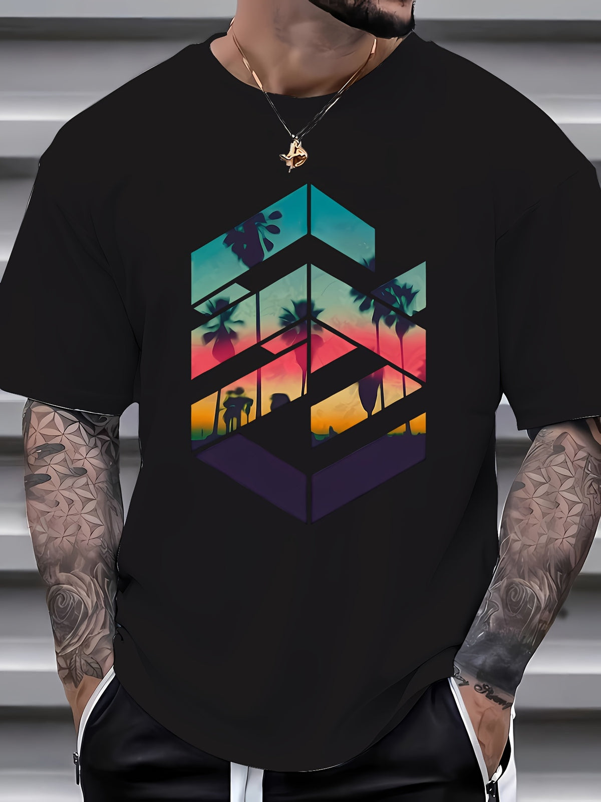 [Summer Short Sleeve Printed Tee] Men's summer short sleeve printed T-shirt