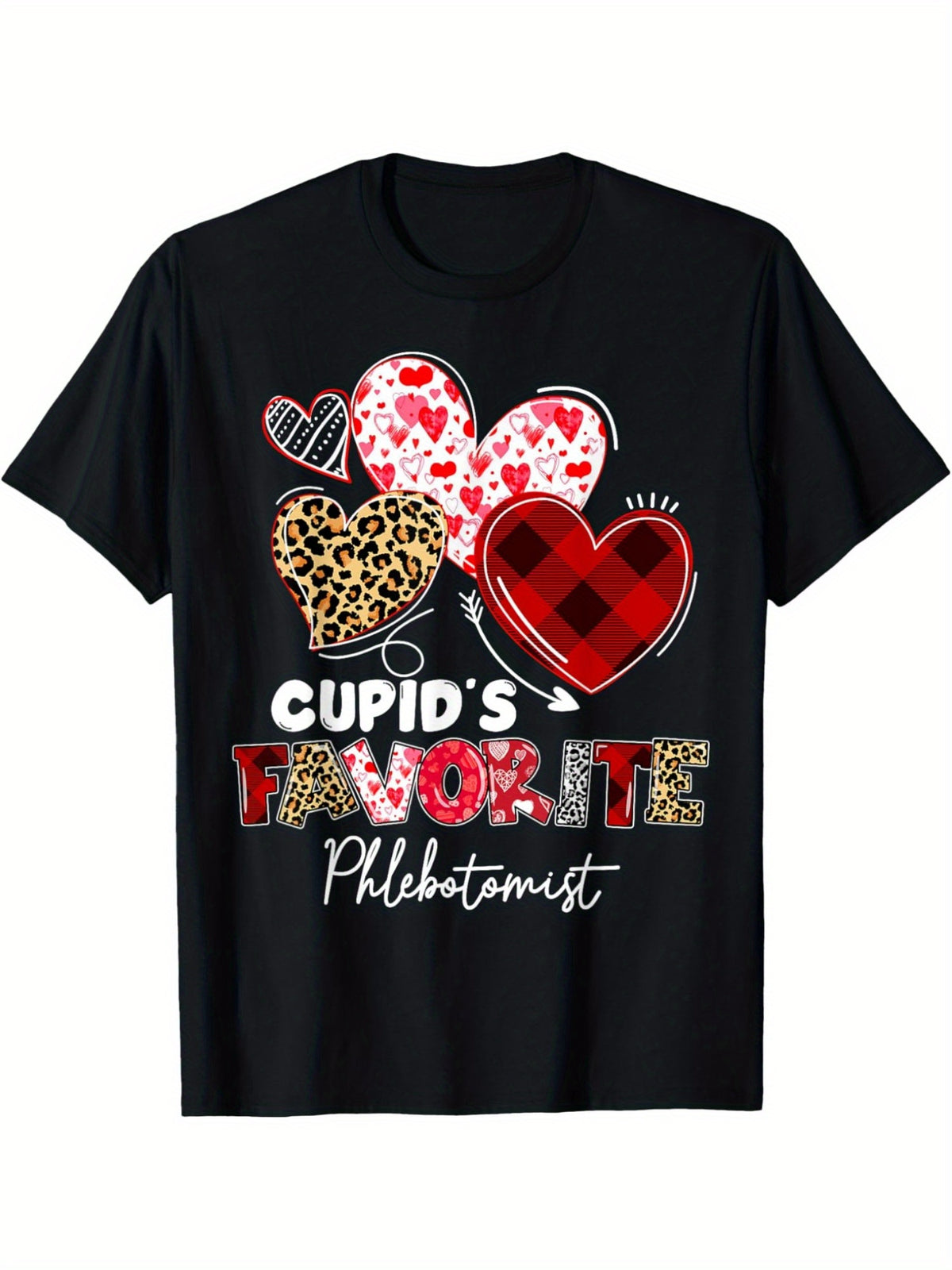 Cupid's Favorite Phlebotomist Funny Valentine's Day Quote Retro Trendy Printed T-shirt, Men's Casual and Comfortable T-shirt Summer, Men's Short-sleeved Top for Everyday Activities Birthday Gift to Men