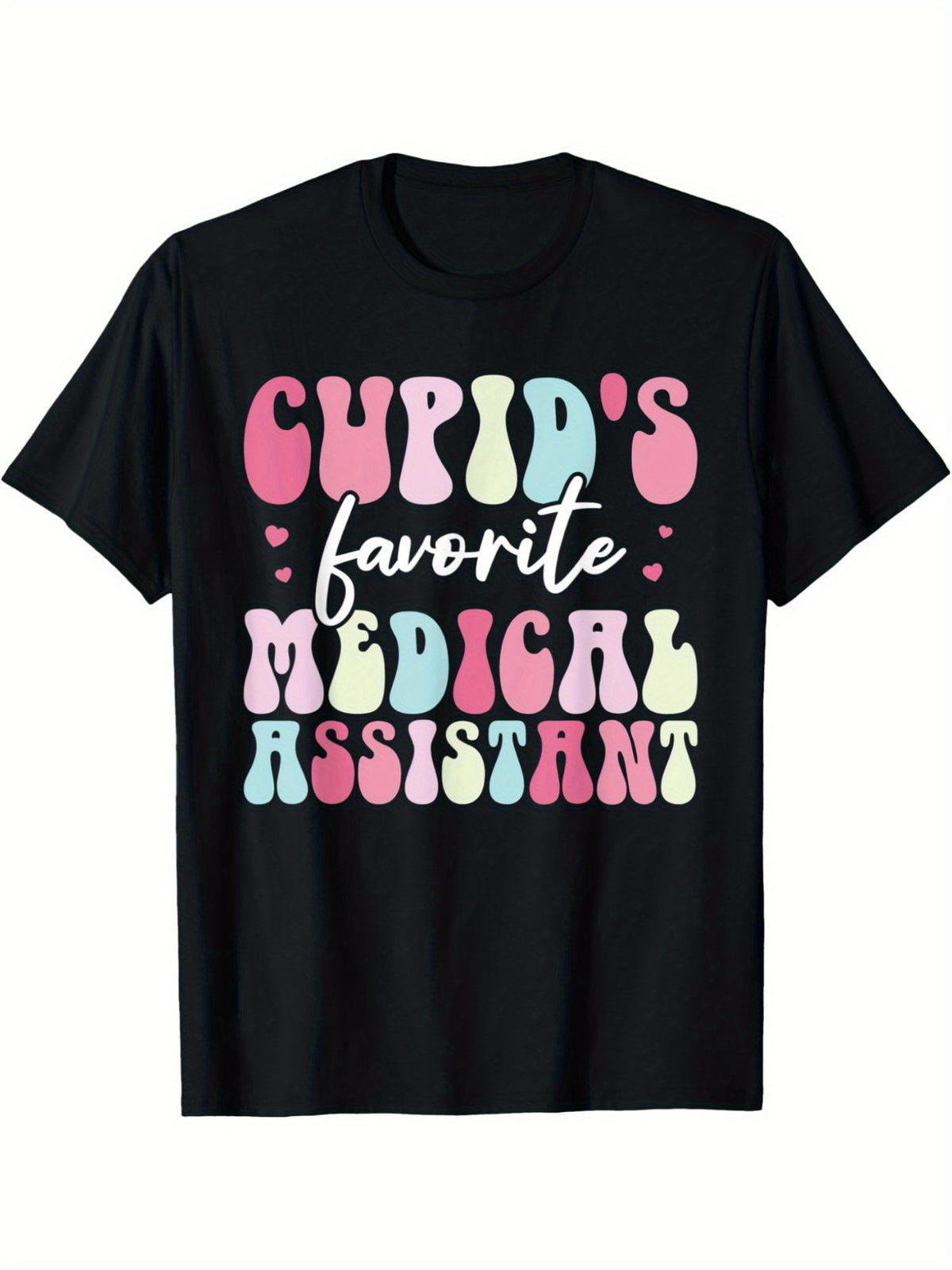 Cupids Favorite Medical Assistant Funny Valentine'S Day Quotes Retro Trendy Printed T-shirt, Men'S Casual and Comfortable T-shirt Summer, Men'S Short-sleeved Top for Everyday Activities Birthday Gift Valentine'S Day Gift to Men