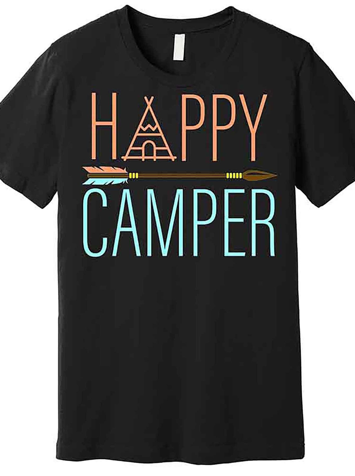 Happy Camper Funny Camping Premium T-Shirt 228347 funny Men'S Short Sleeve Graphic T-shirt Collection black AA