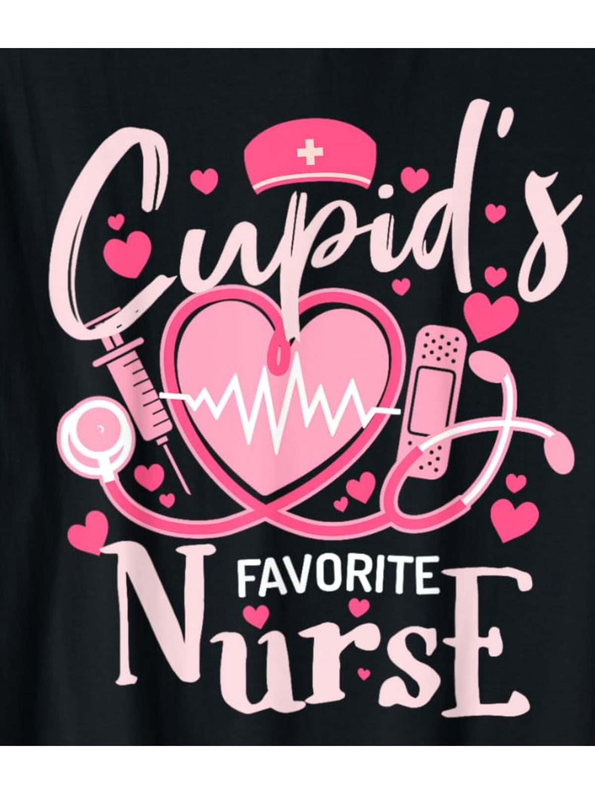 Cupid's Favorite Nurse" Funny Valentine's Day Men's T-Shirt - Soft Cotton, Casual & Comfortable Summer Tee with Retro Print, Perfect for Casual Attire & Gifts