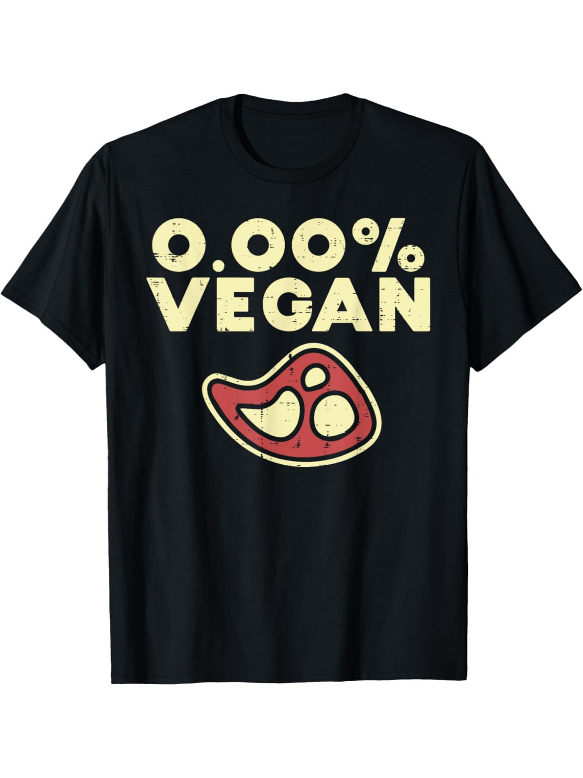 Zero Percent Vegan Funny Steak BBQ Grill Meat Lover Eater Retro Trendy Printed T-shirt, Men's Casual and Comfortable T-shirt Summer, Men's Short-sleeved Top for Everyday Activities Birthday Gift to Men