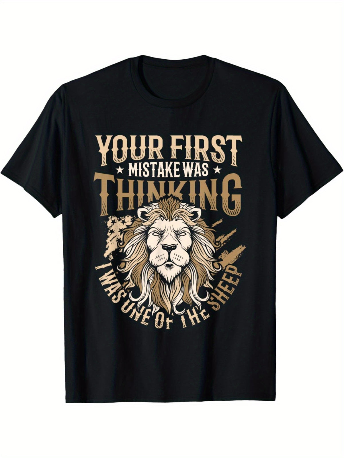 Men's 'Your First Mistake Was Thinking I Was One of the Sheep' Graphic Tee - Casual Cotton, Loose Fit, Machine Washable - Perfect for All Seasons