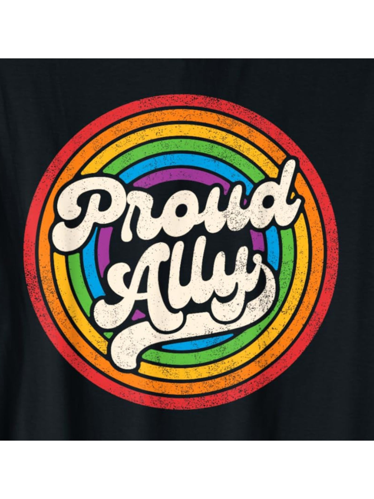 Proud Ally Funny Rainbow Humor Vintage Printed T-shirt, Men's Casual and Comfortable T-shirt Summer, Men's Short-sleeved Top for Everyday Activities Birthday Gift to Men