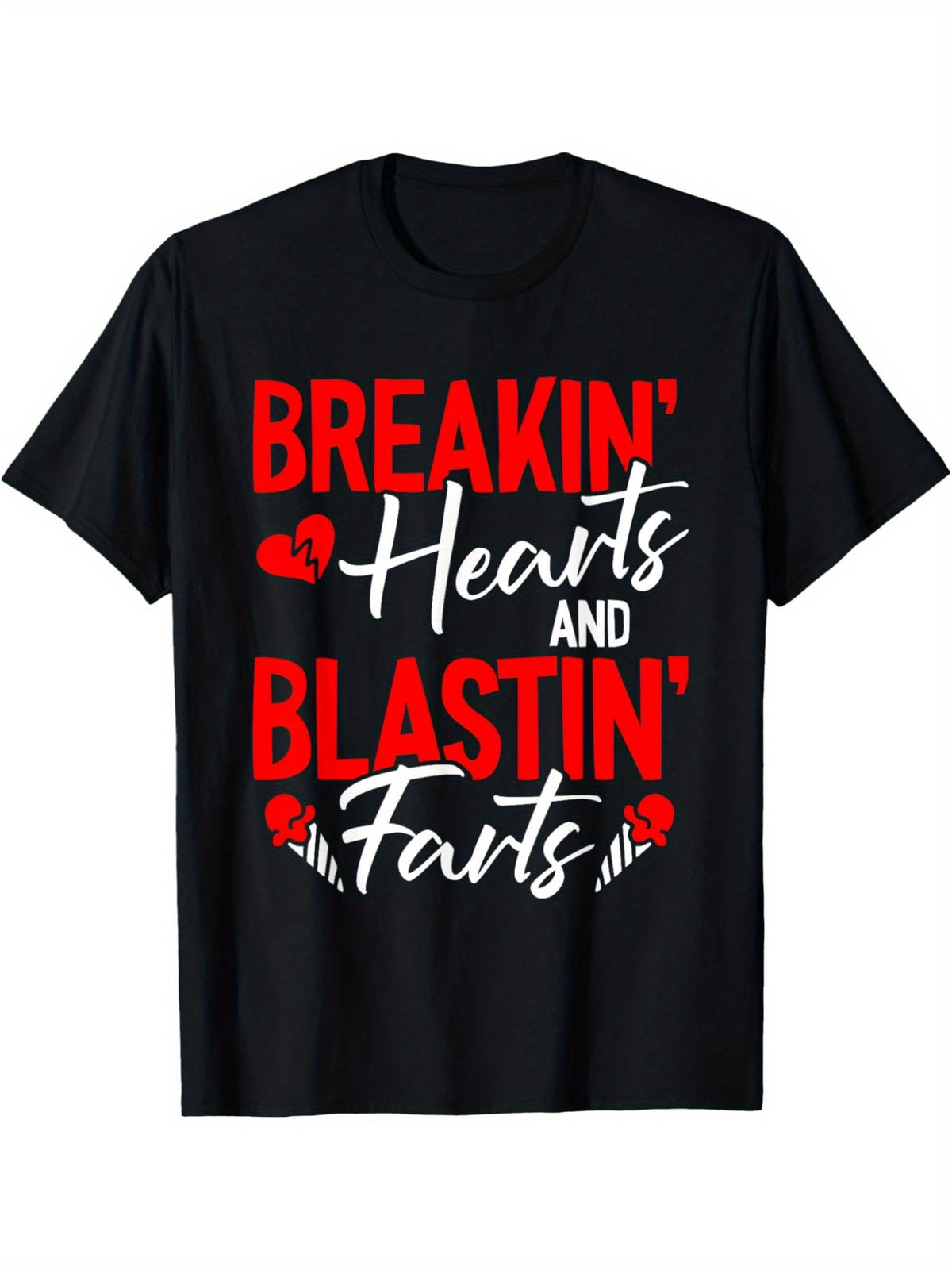 Breaking Hearts And Blasting Farts Funny Valentines Day Humor Vintage Printed T-shirt, Men's Casual and Comfortable T-shirt Summer, Men's Short-sleeved Top for Everyday Activities Birthday Gift to Men