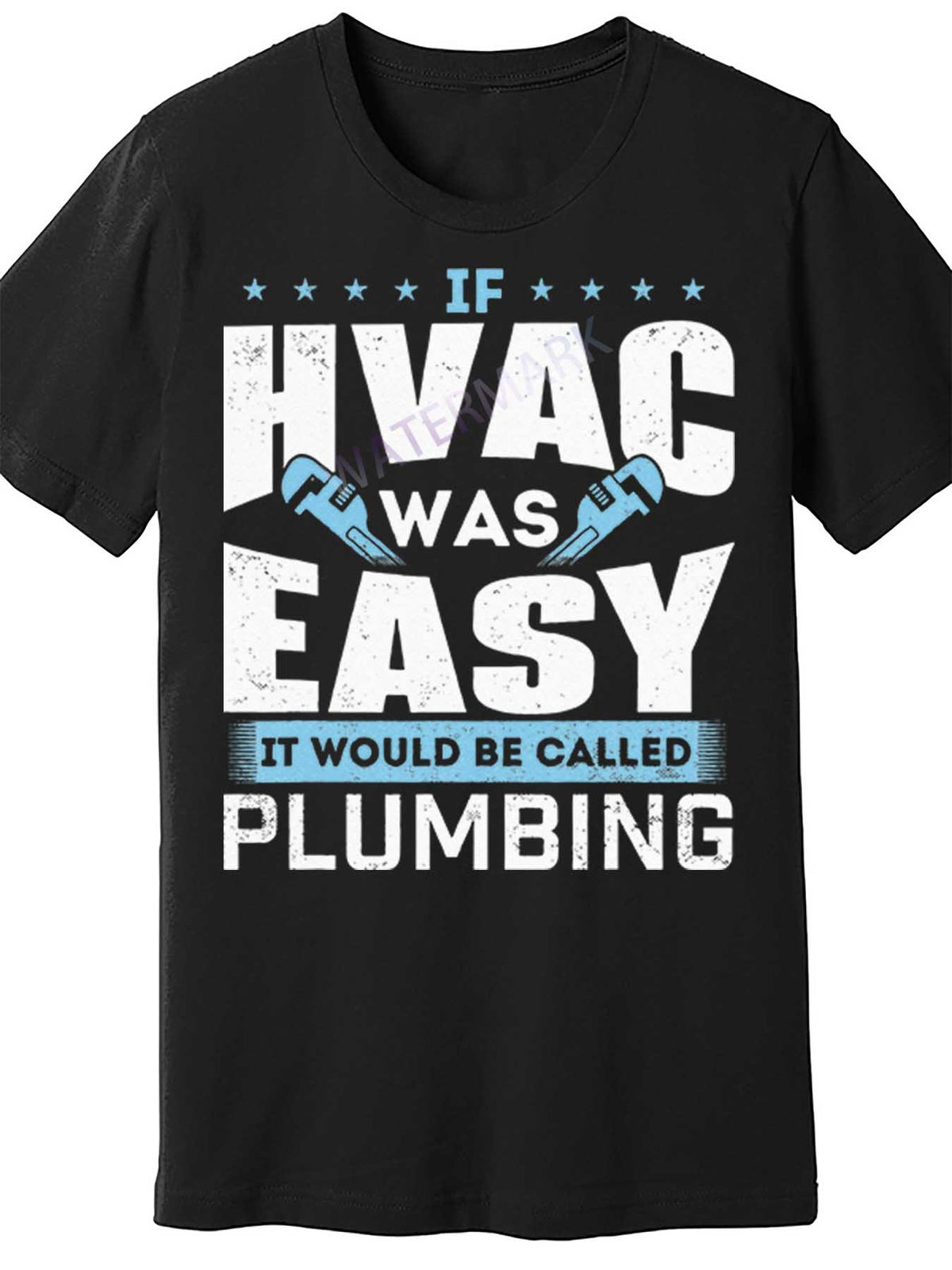 Funny HVAC Plumbing Quote Men's Short Sleeve T-Shirt - "If HVAC Was Easy It Would Be Called Plumbing" - Black Cotton Knit Fabric, Casual Round Neck, Machine Washable, 180g/㎡, Regular Fit for Adults, Humorous Clothing | Bold Text Design | Comfortable Fit