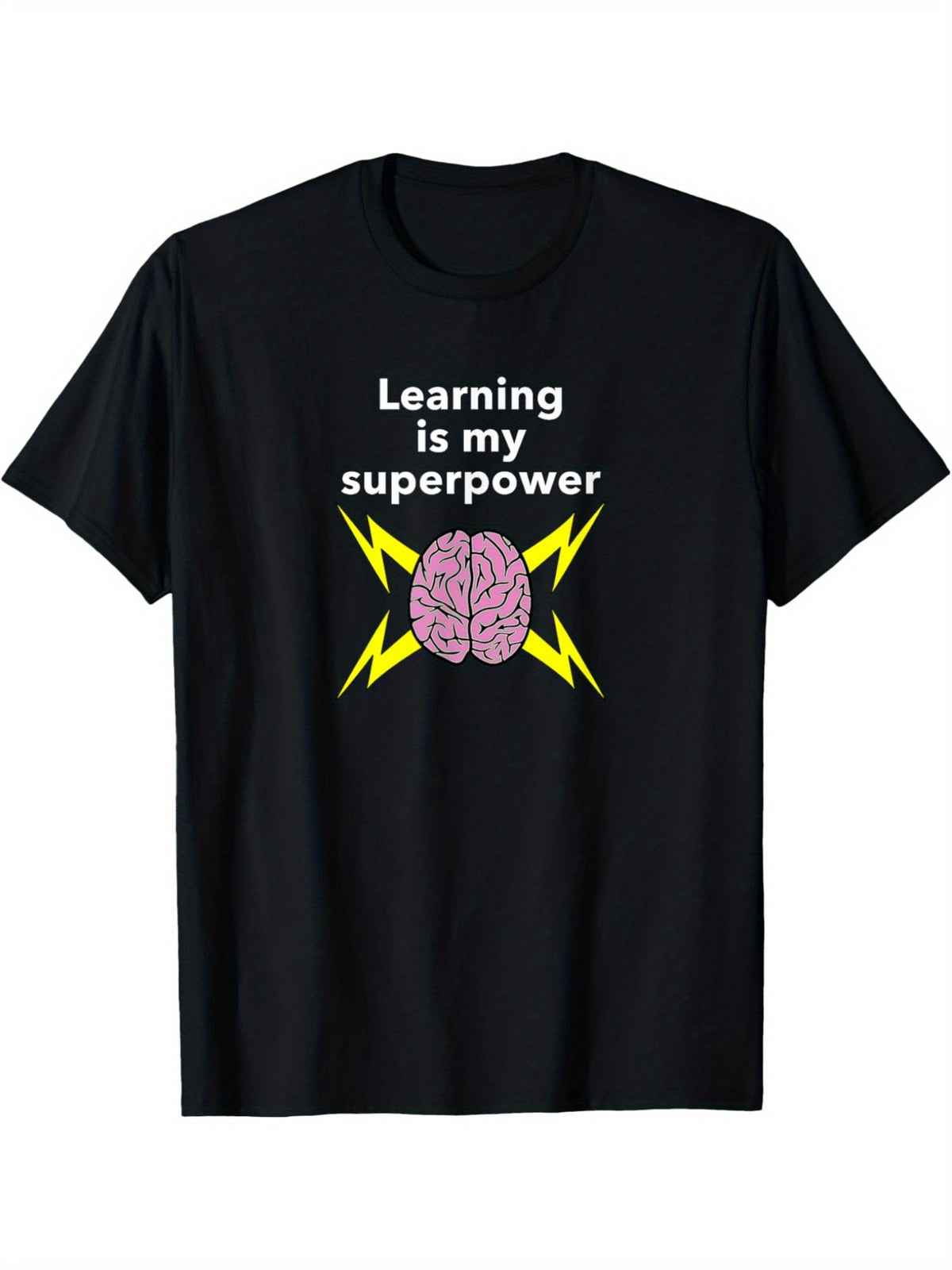 Learning is My Superpower" Men's T-Shirt - Soft Cotton, Casual & Comfortable, Retro Printed Design for Casual Attire, Perfect Gift for Birthdays & Valentine's Day