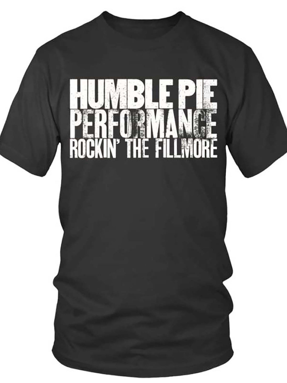 Humble Pie Rockin' the Fillmore" Men's Black Cotton T-Shirt - Casual, Breathable Crew Neck with Graphic Print, Machine Washable, 100% Cotton, Ideal for Summer, Concert Attire|Casual Style|Knitted Texture, Music T Shirts