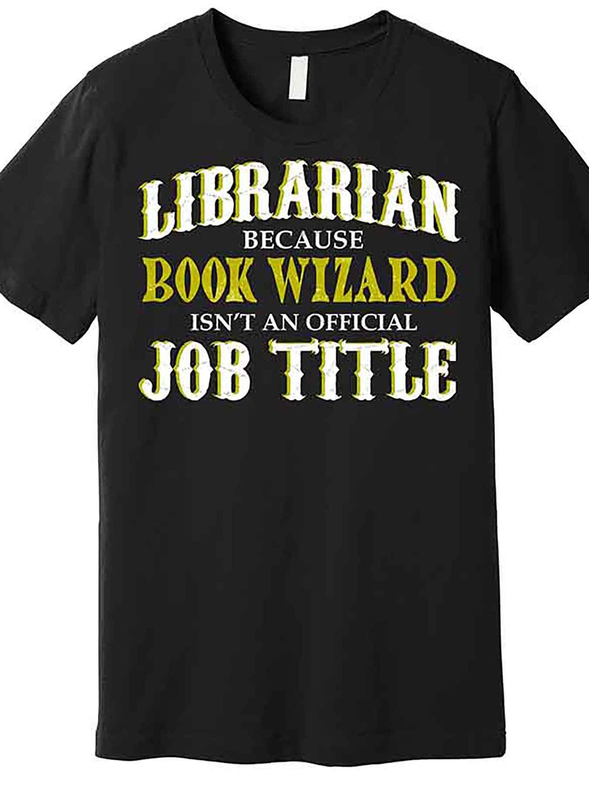 Men's "Book Wizard" Librarian T-Shirt - Funny Short Sleeve Graphic Tee, Black Cotton, Casual Round Neck, Machine Washable, Librarian Apparel | Bold Text Design | Cotton Tshirt