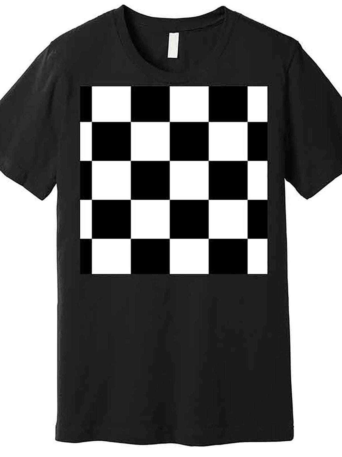 Chess Board Black and White Checkerboard Premium T-Shirt 230416 Funny Men's Short Sleeve Graphic Tee Collection black AA