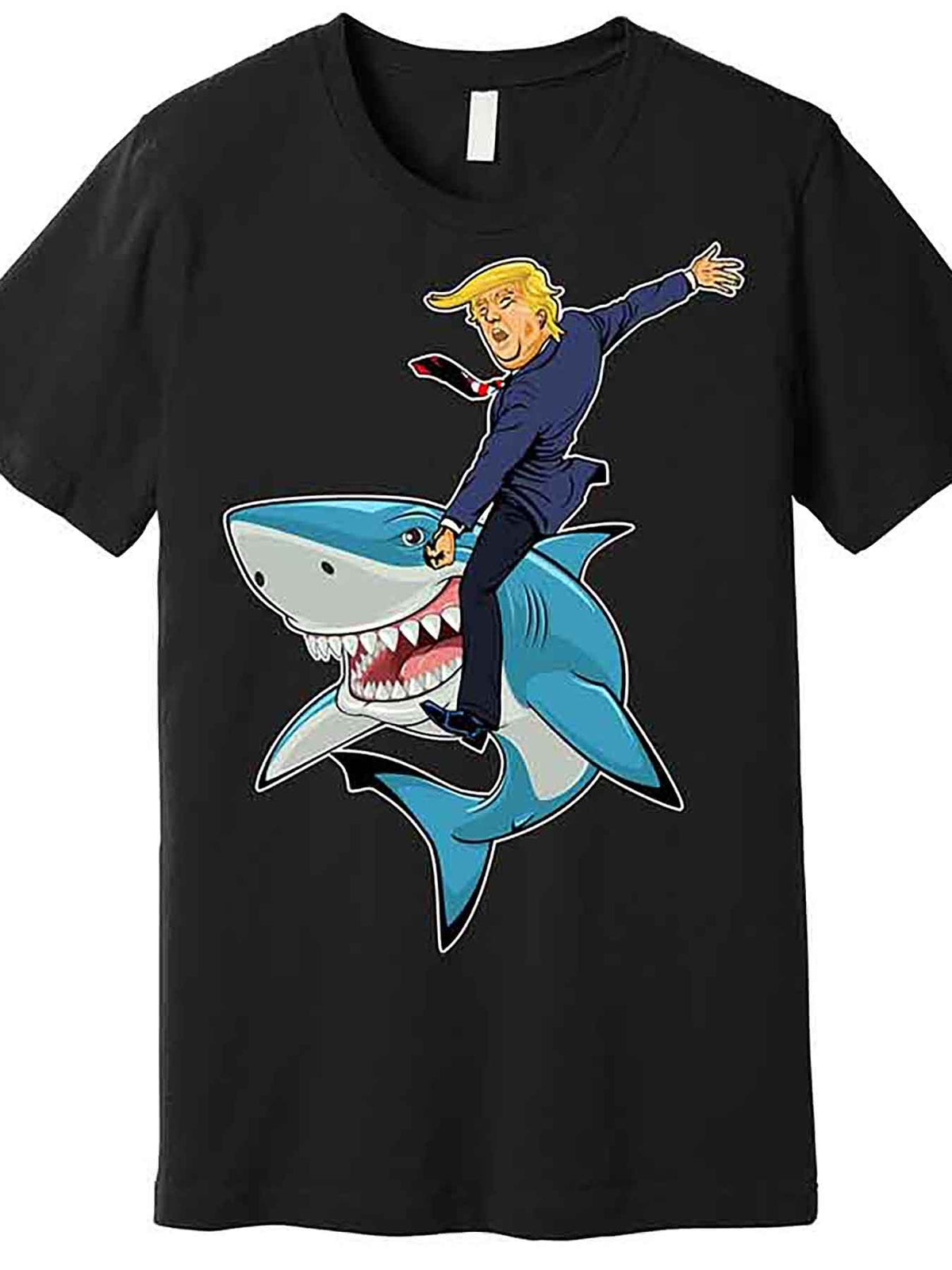 Donald Trump Shark President Premium T-Shirt 227501 funny Men'S Short Sleeve Graphic T-shirt Collection black AA
