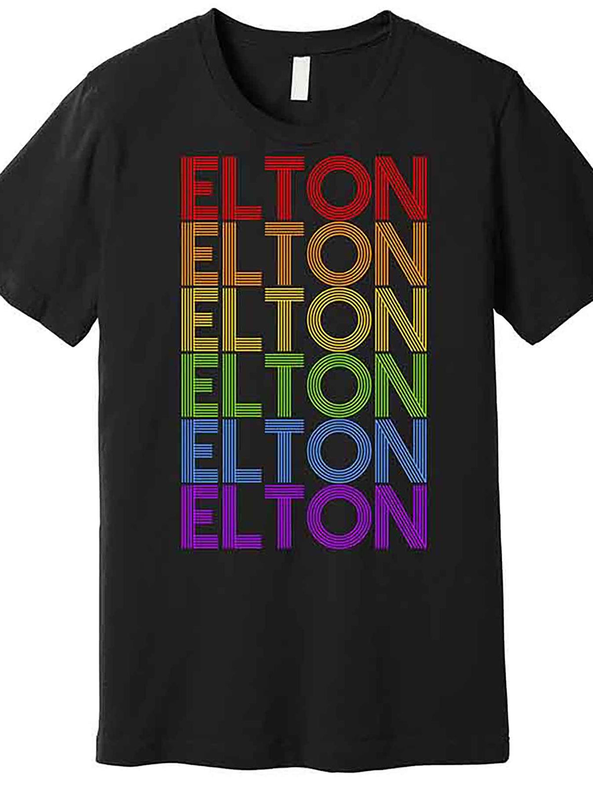 Elton Wordmark Pattern Retro Style Premium T-Shirt 230446 funny Men'S Short Sleeve Graphic T-shirt Collection black AA