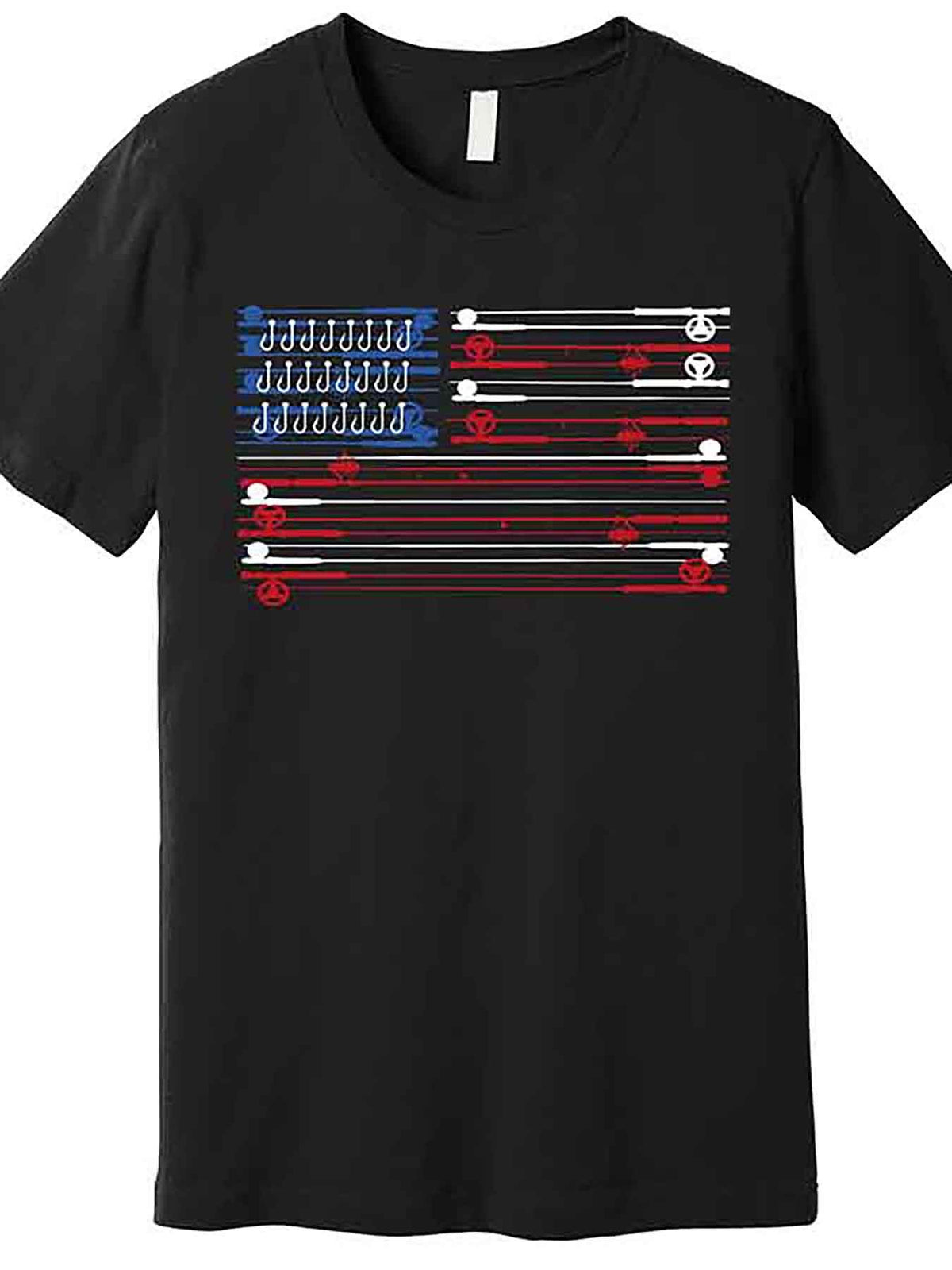 Fishing Rods American Flag Premium T-Shirt 226701 funny Men'S Short Sleeve Graphic T-shirt Collection black AA