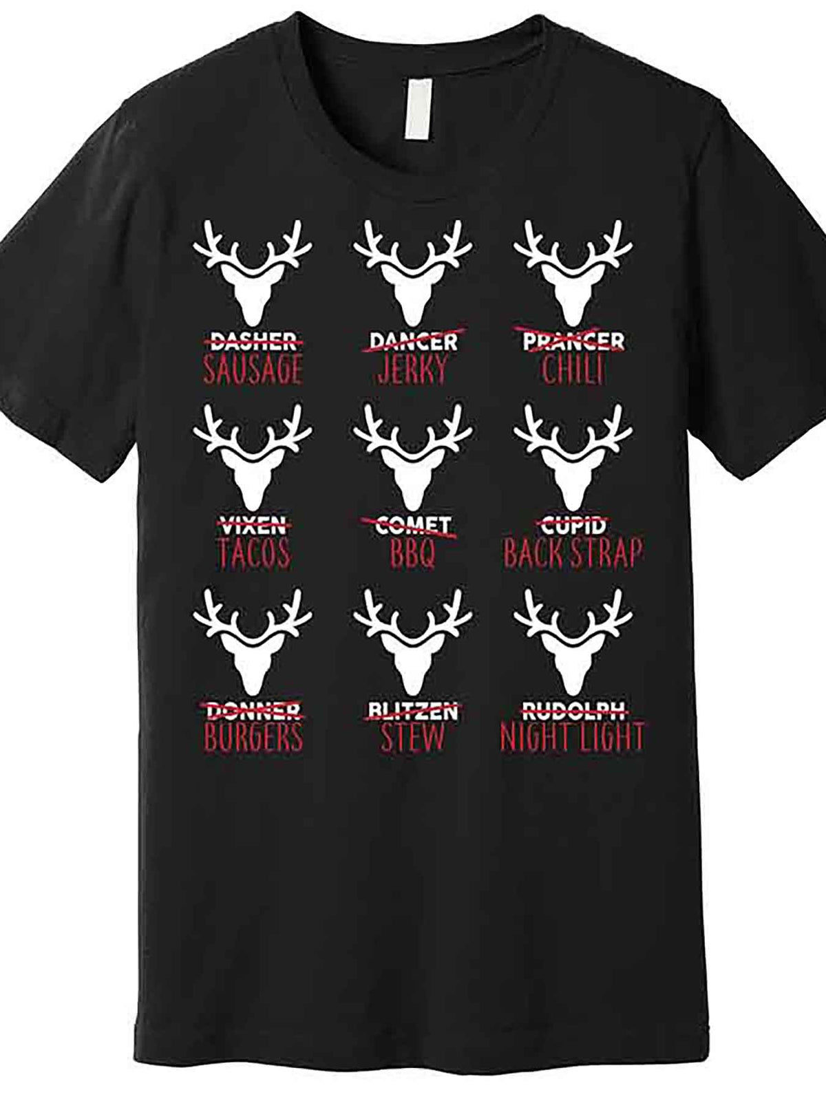 Funny Christmas Reindeer Names Premium T-Shirt 230764 funny Men'S Short Sleeve Graphic T-shirt Collection black AA