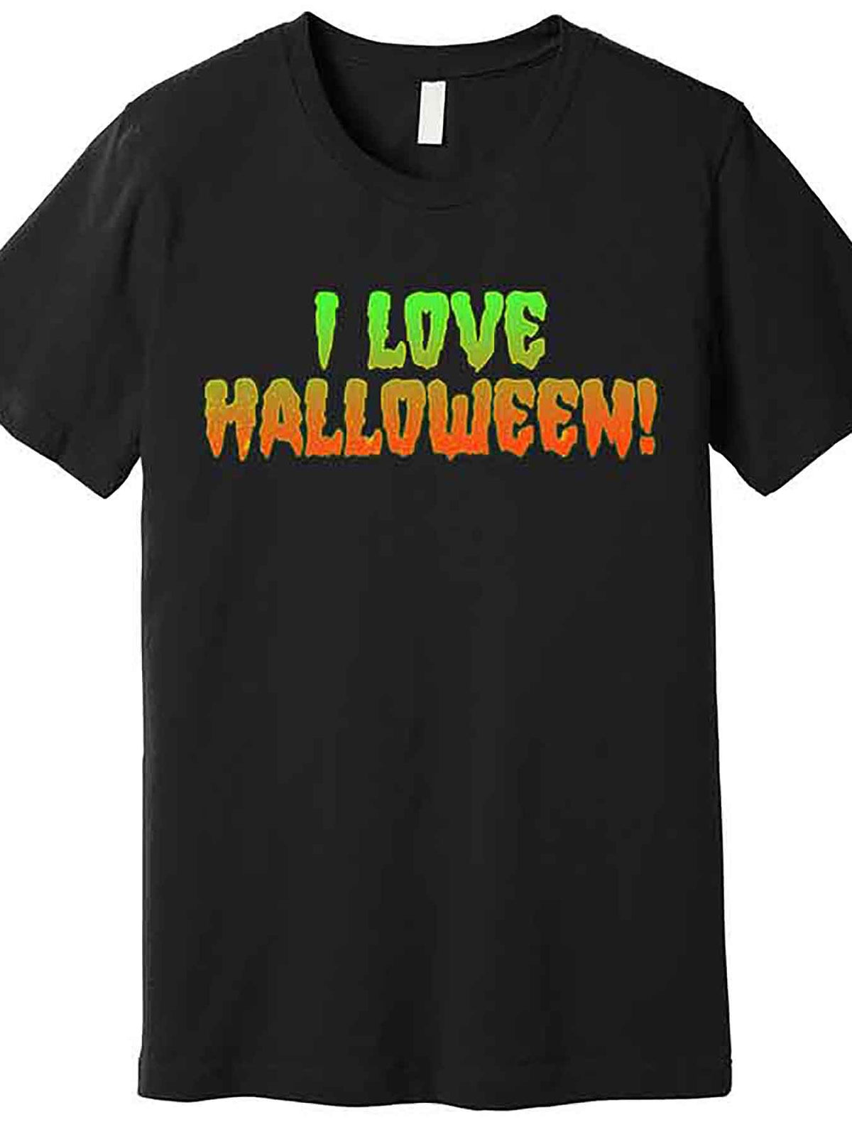 Funny 'I Love Halloween' Men’s Graphic T-Shirt - Black Cotton Short Sleeve, Casual Fit, Machine Washable, Round Neck, 100% Cotton, Perfect for Halloween Celebrations