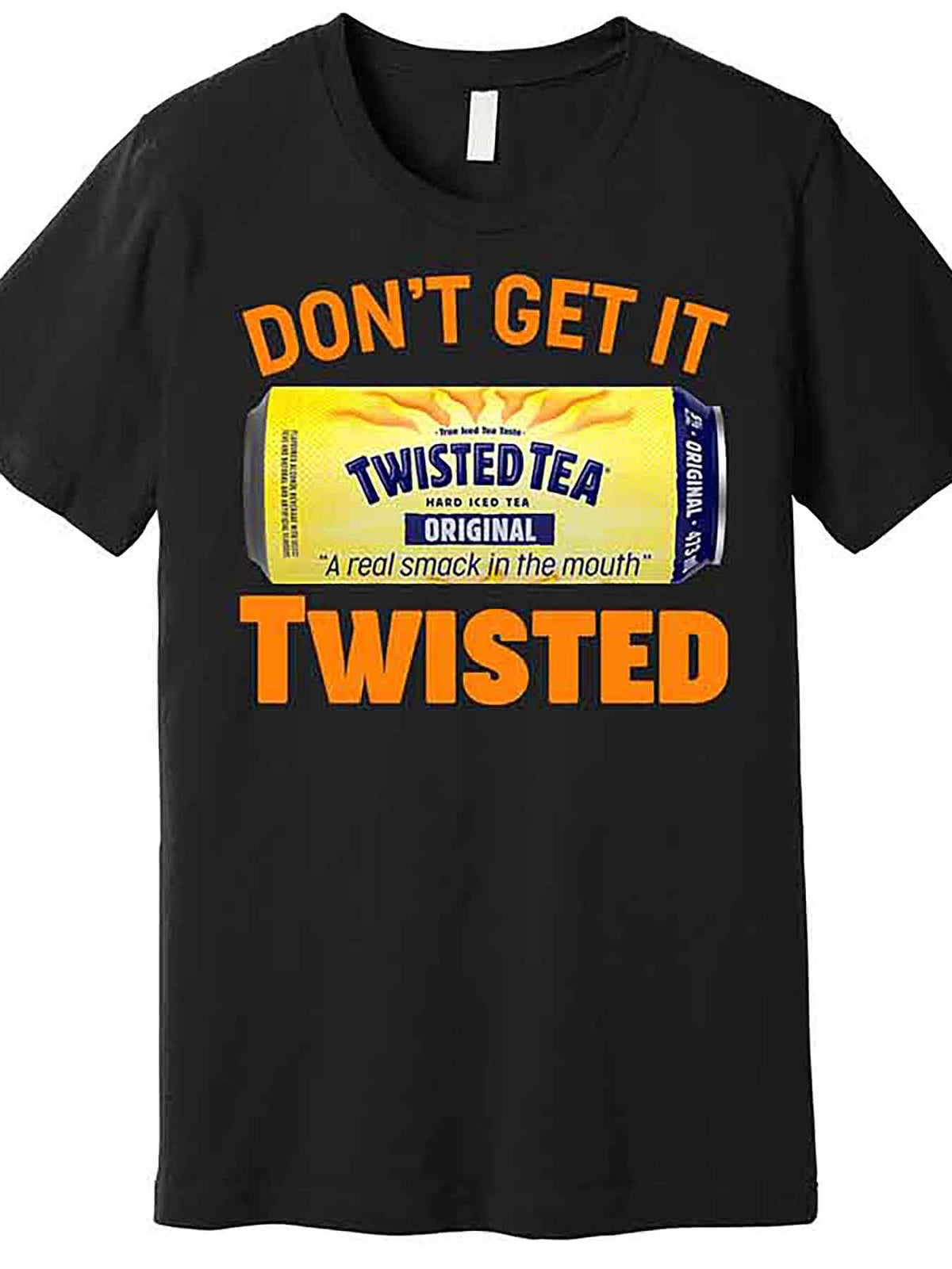 Men’s Funny "Don’t Get It Twisted" Tea Meme Graphic T-Shirt - Black Cotton Short Sleeve Casual Top with Bold Orange & White Print, Machine Washable, Regular Fit, Summer Clothing | Graphic Tee | Cotton Fabric