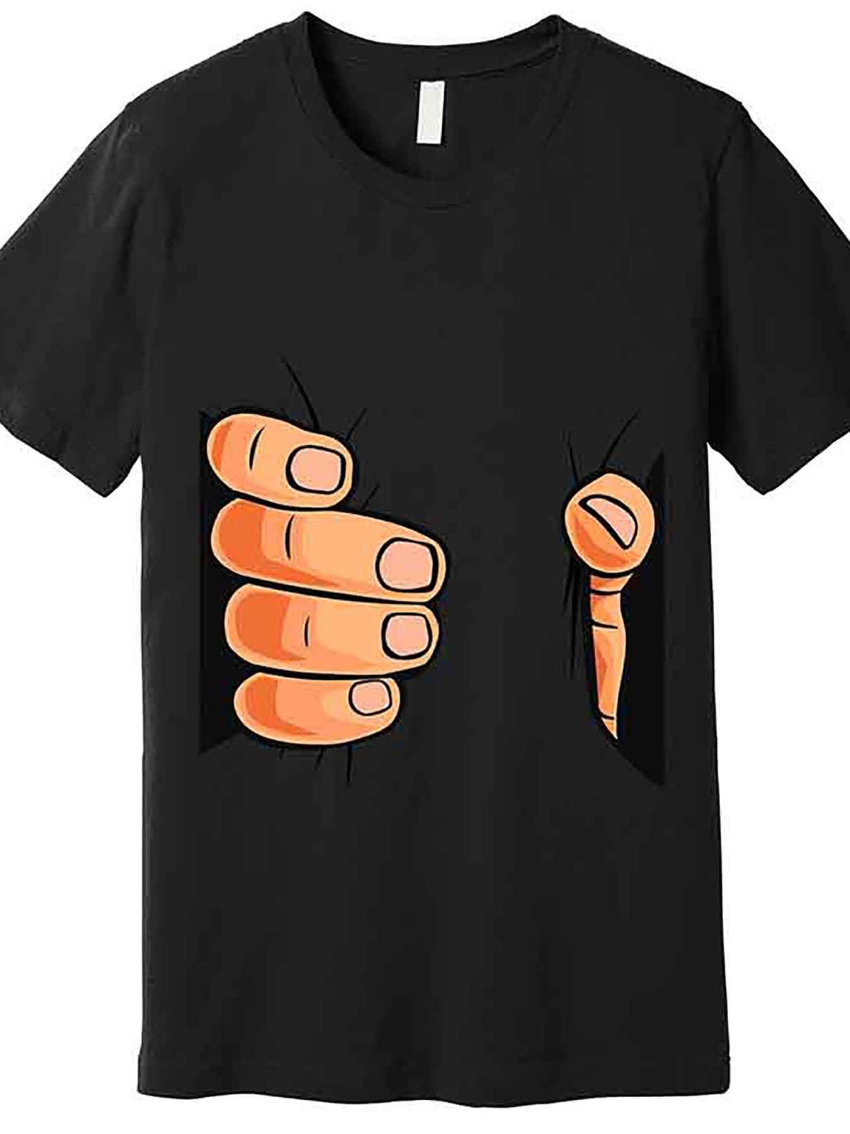 Funny Hand Gripping Optical Illusion Premium T-Shirt 230368 funny Men'S Short Sleeve Graphic T-shirt Collection black AA