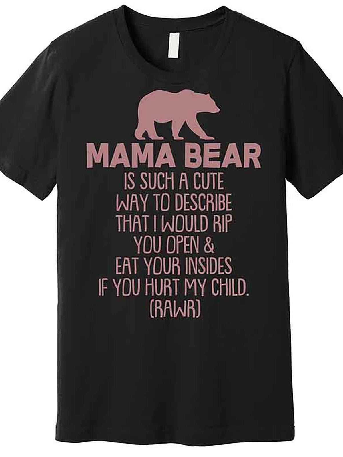 Funny Mama Bear Graphic T-Shirt - Men’s Casual Short Sleeve Tee, Black, 100% Cotton, Machine Washable, Humorous Design with "Mama Bear" Text, Casual Wear | Playful Graphic Tee | Shirt