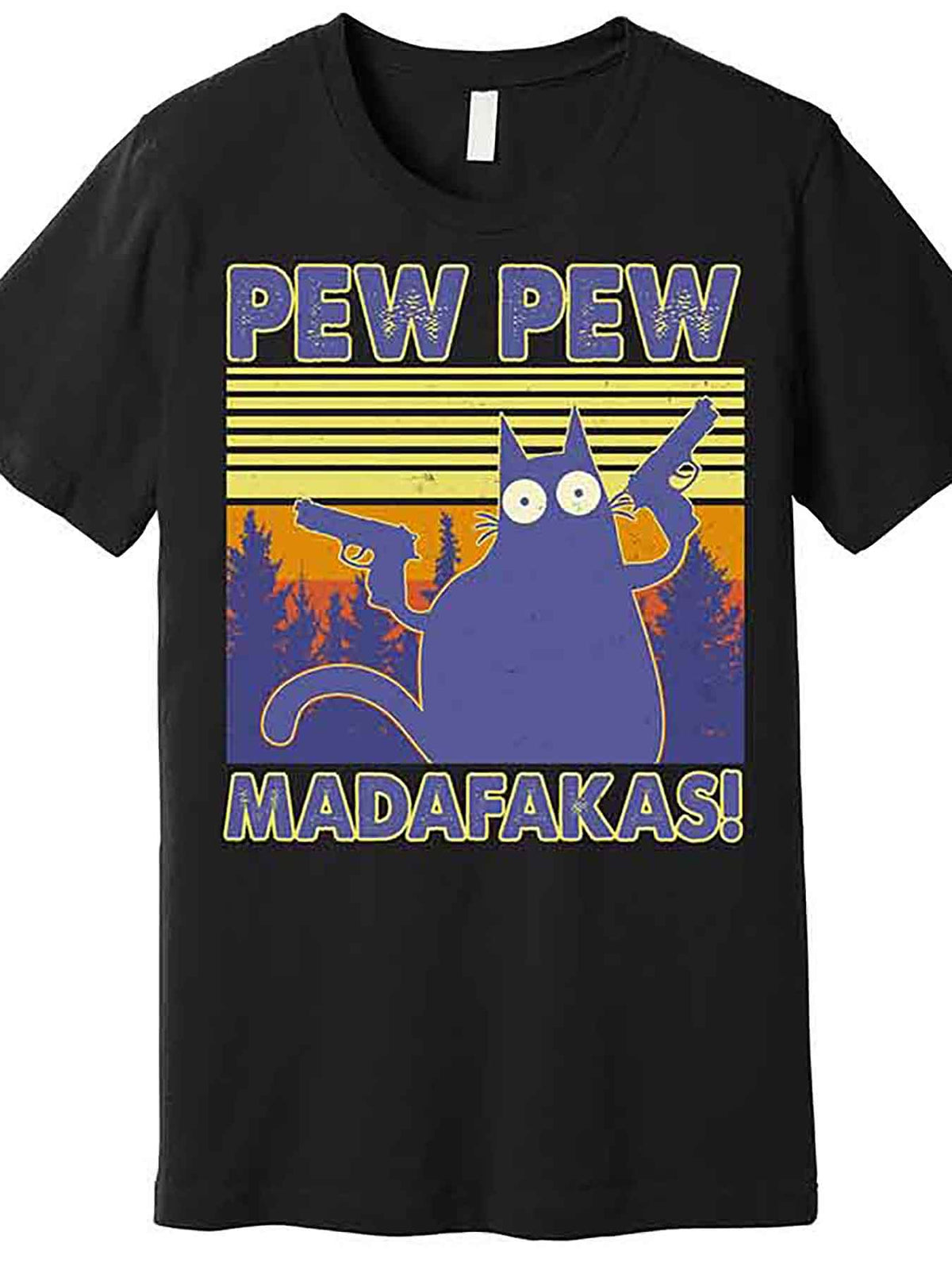 Funny Pew Pew Madafakas Premium T-Shirt 230499 funny Men's Short Sleeve Graphic T-shirt Collection black AA, VLANMON