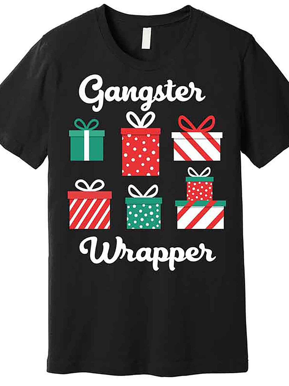 Gangsta Wrapper Funny Christmas Gift Premium T-Shirt 228067 funny Men'S Short Sleeve Graphic T-shirt Collection black AA
