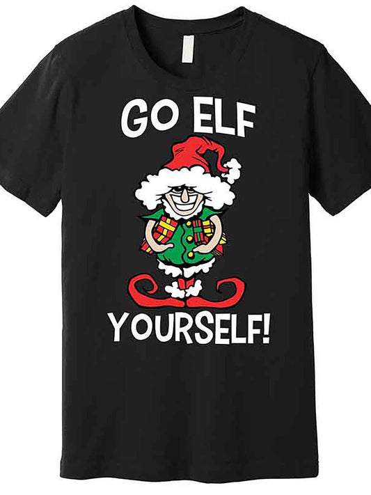 Go Elf Yourself Funny Christmas Premium T-Shirt 226865 funny Men'S Short Sleeve Graphic T-shirt Collection black AA