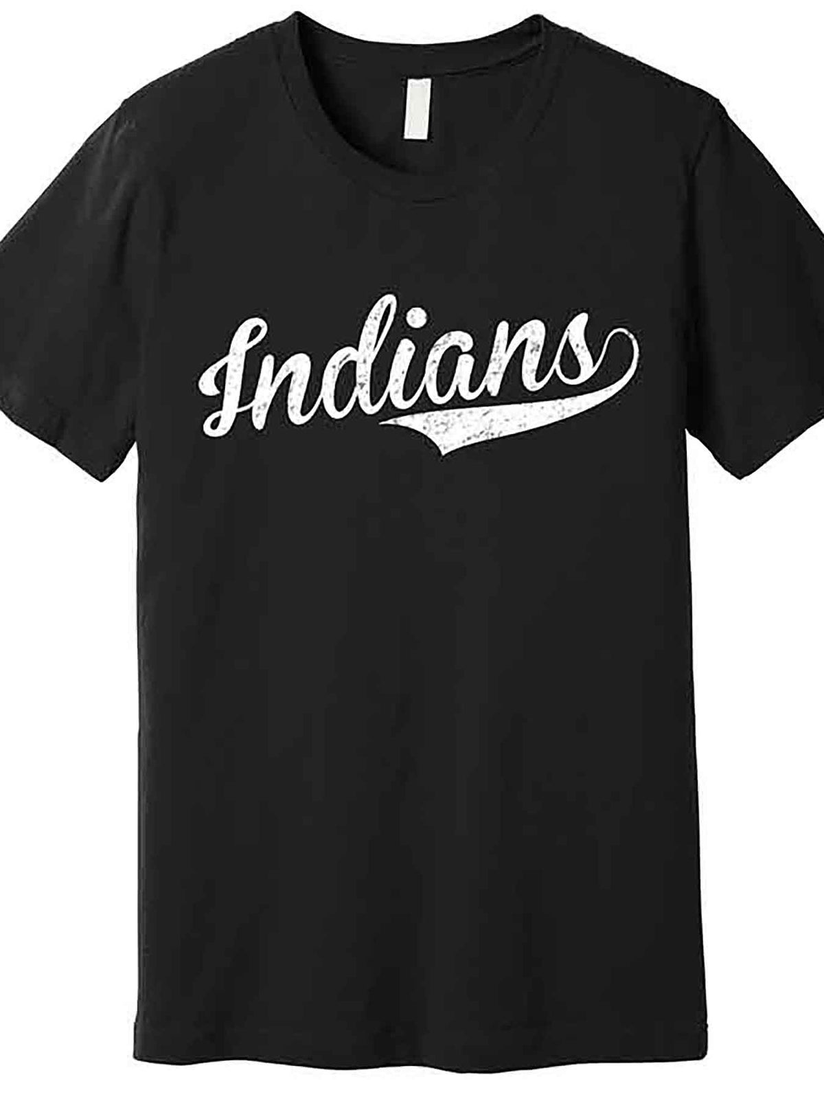 Men's Vintage Indians Team Logo Graphic T-Shirt - Black, Short Sleeve, 100% Cotton, Casual Crew Neck, Machine Washable, Lightweight & Breathable for Casual Attire, Casual Wear | Team Logo Apparel | Glossy Finish