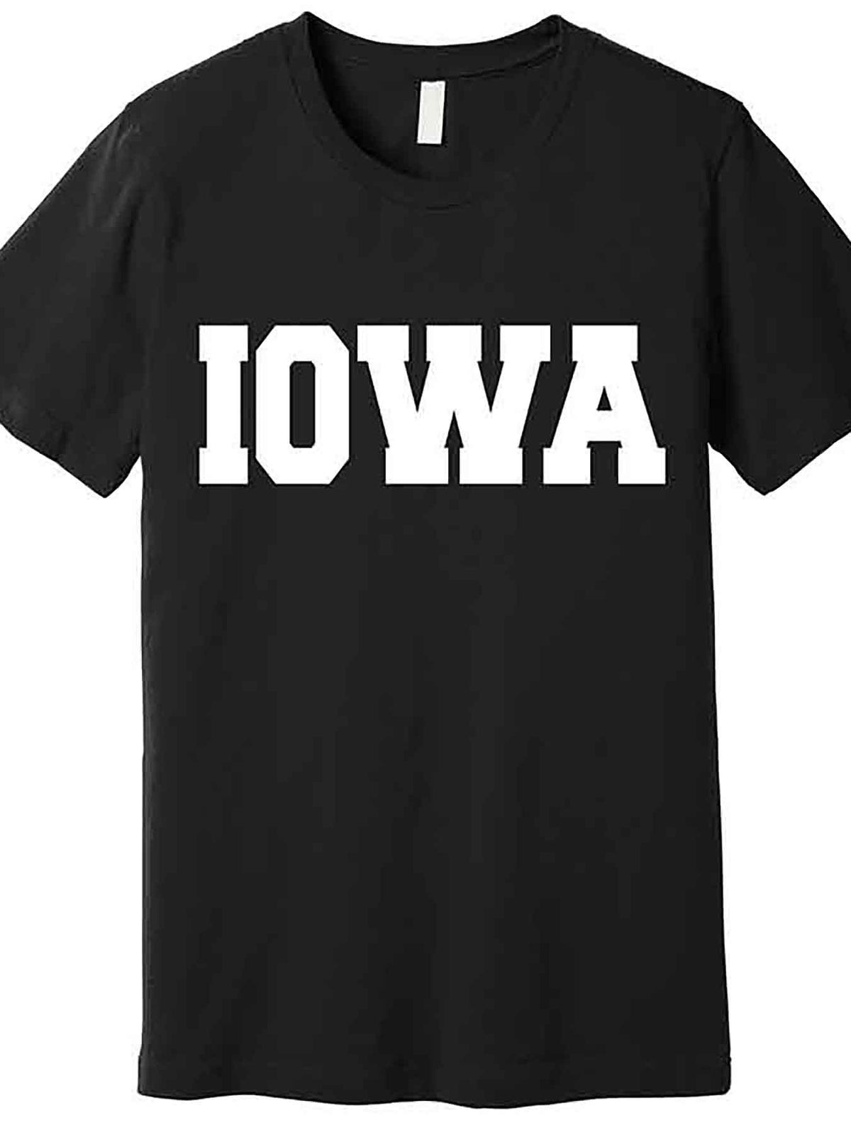Men's Iowa Team Graphic T-Shirt - Black Short Sleeve Crewneck, Casual & Comfortable, Machine Washable, University Logo Design with White Lettering, VLANMON