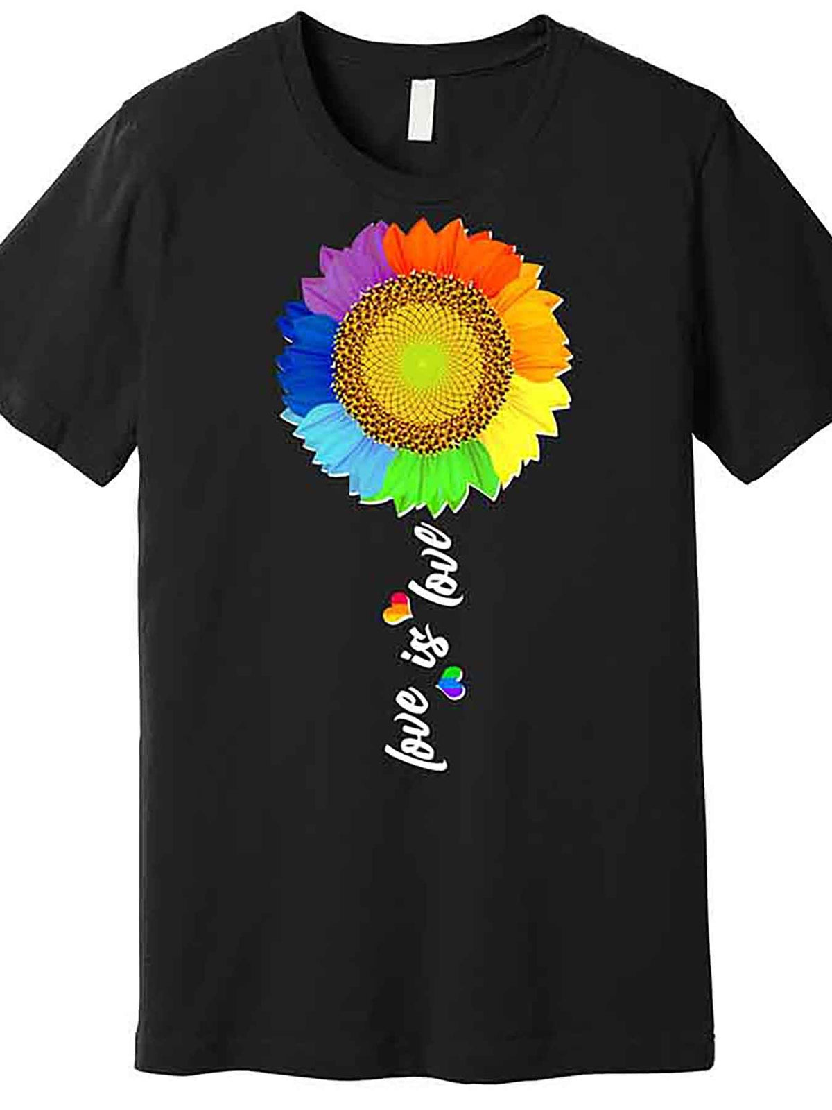 Love is Love LGBT Rainbow Sunflower Premium T-Shirt 227251 funny Men'S Short Sleeve Graphic T-shirt Collection black AA