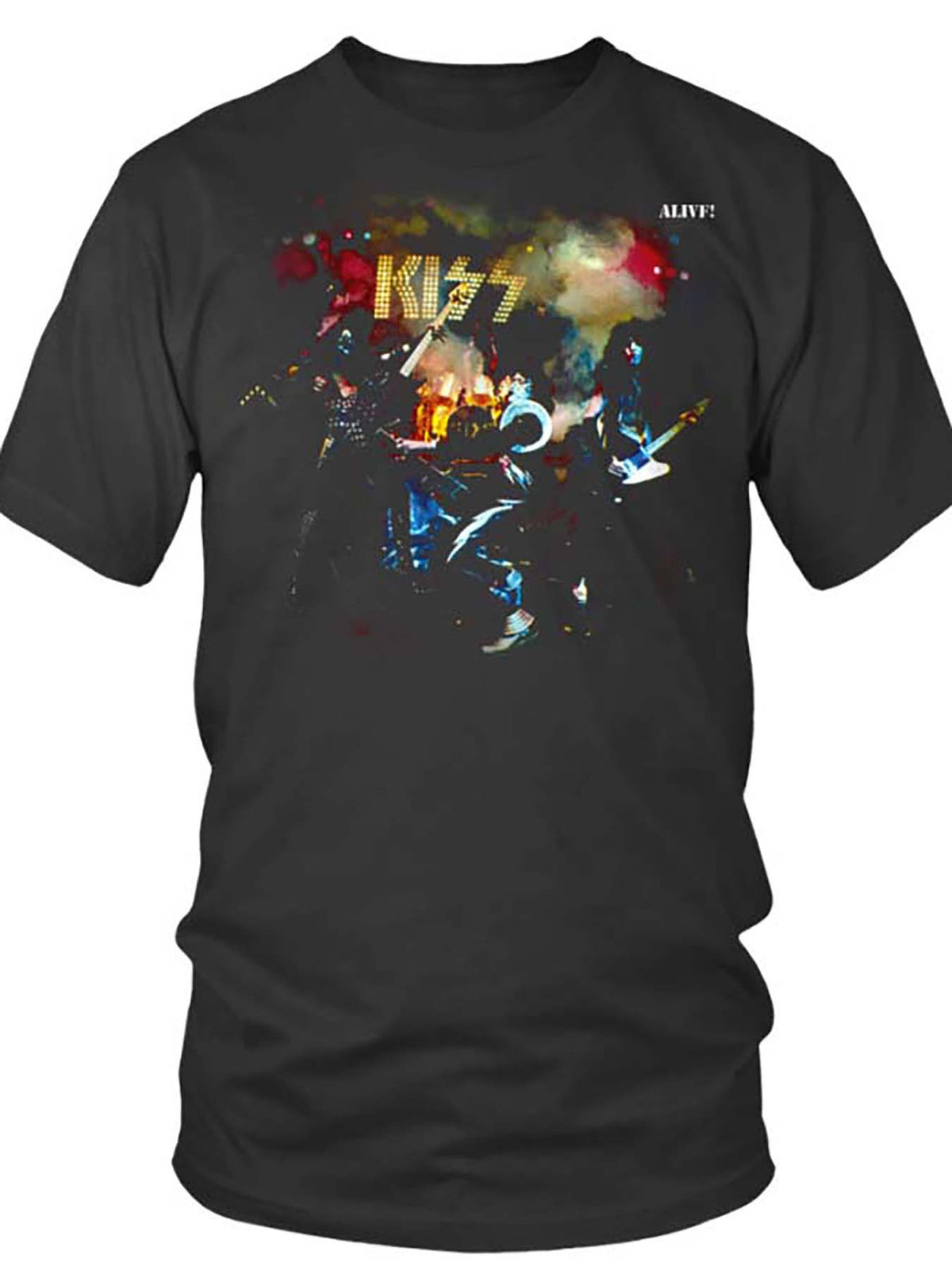 Men's Black KISS Graphic T-Shirt - Short Sleeve, Cotton, Vibrant Band Performance Print, Casual Style, Casual Wear | Bold Print Shirt | Glossy Fabric, Kiss Band T Shirt
