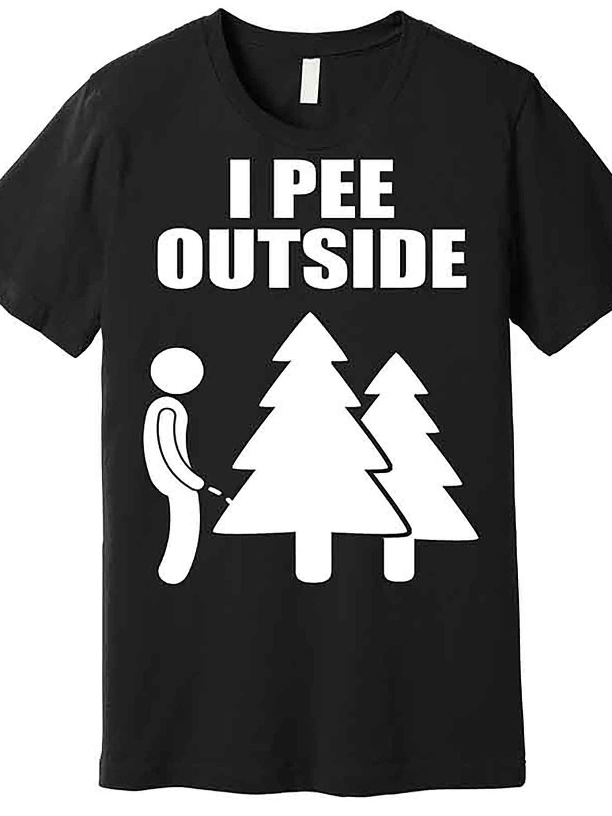 Funny 'I Pee Outside' Men’s Graphic T-Shirt - Black Casual Short Sleeve Cotton Tee with Humorous Tree Design, Machine Washable, Humorous Apparel | Casual Style | Smooth Fabric, Funny T Shirts
