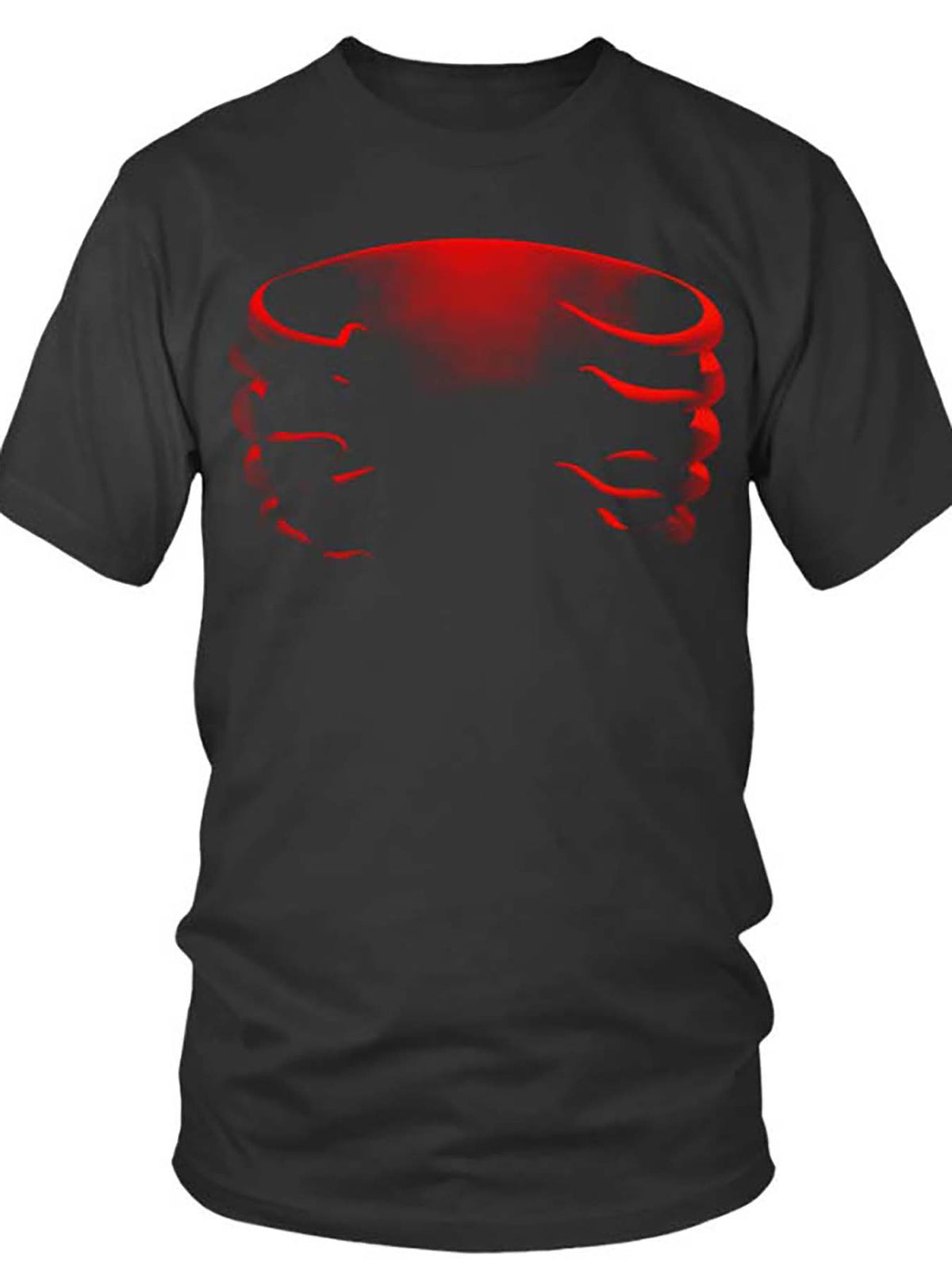 Men's Black Cotton Graphic T-Shirt - Undertow Design with Vibrant Red Glowing Effect, Short Sleeve, Casual Fit, Machine Washable, Everyday Tshirt | Bold Visual Tee | Knitted Texture
