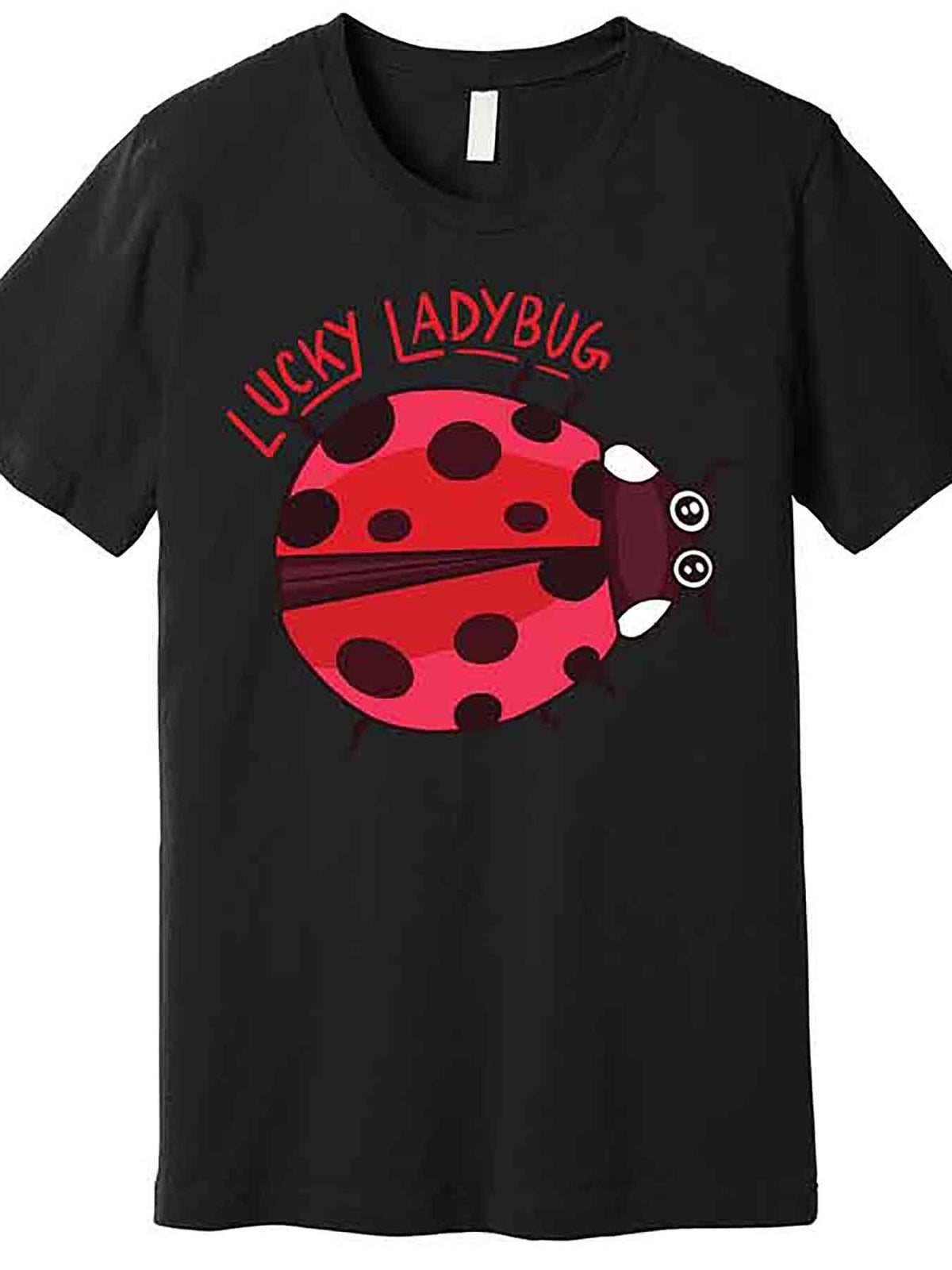 Lucky Ladybug Premium T-Shirt 230427 funny Men'S Short Sleeve Graphic T-shirt Collection black AA